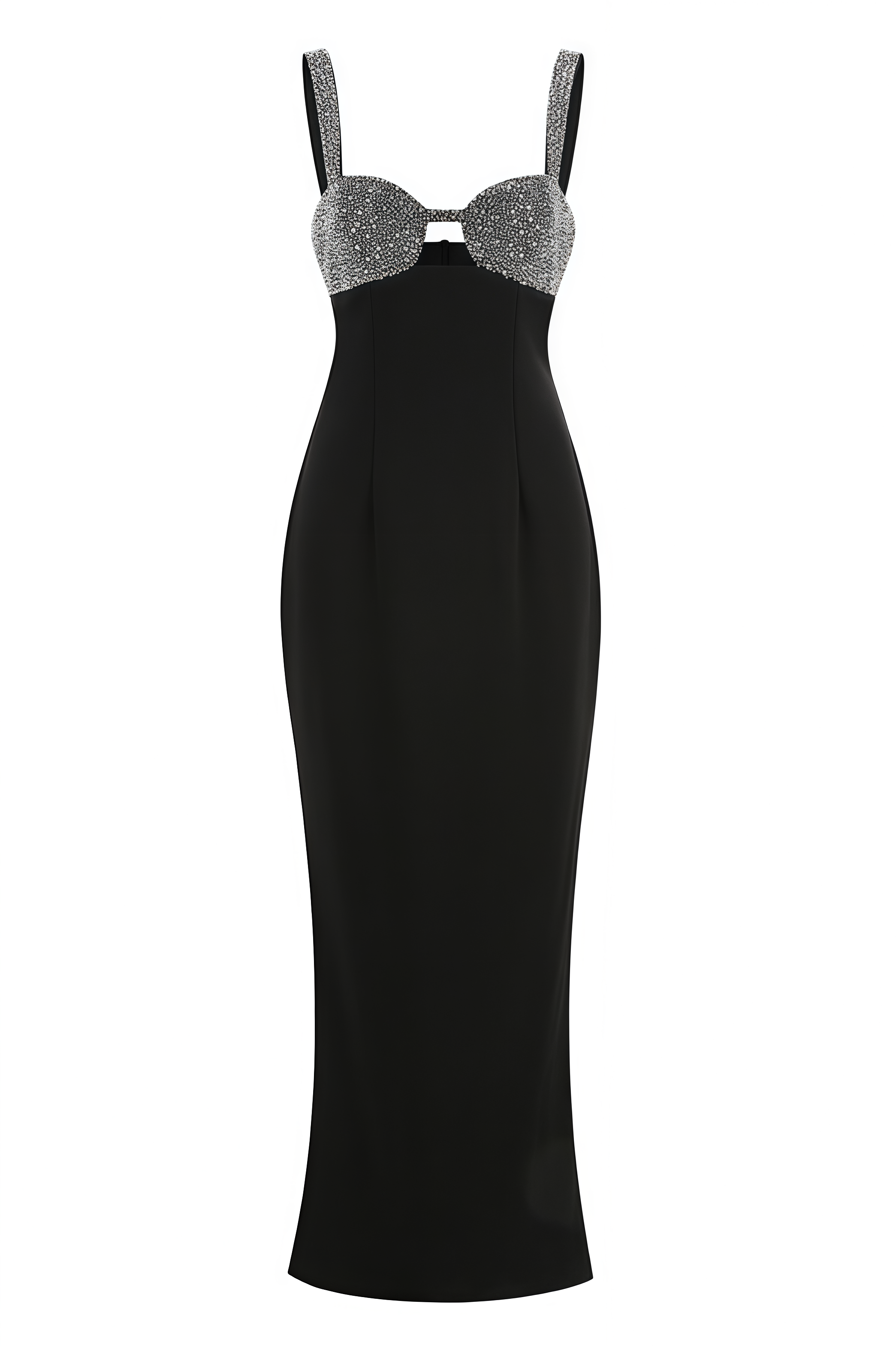 Emma Black Sleeveless Rhinestone Maxi Dress