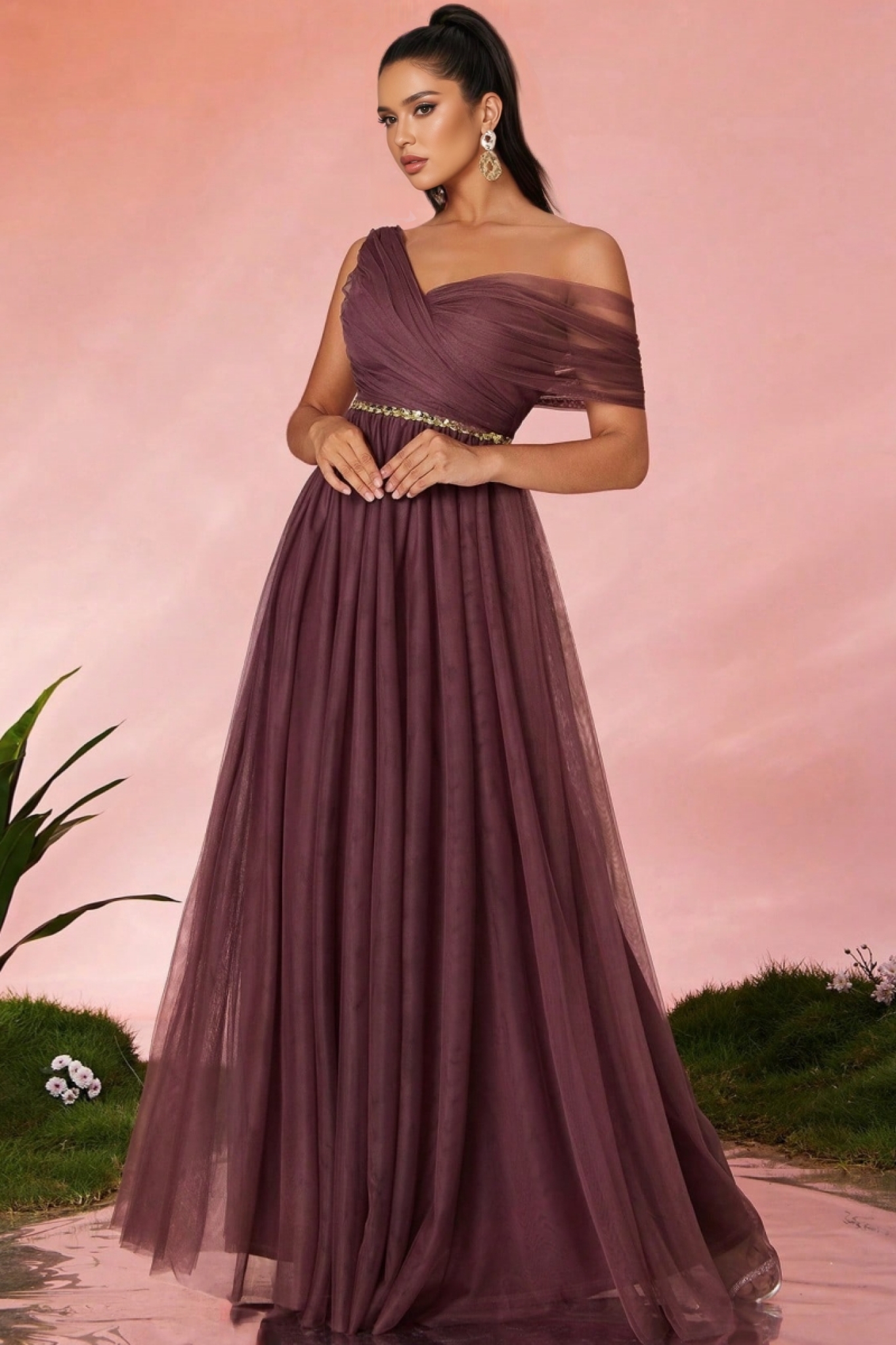 Linus Strapless Mesh Maxi Dress