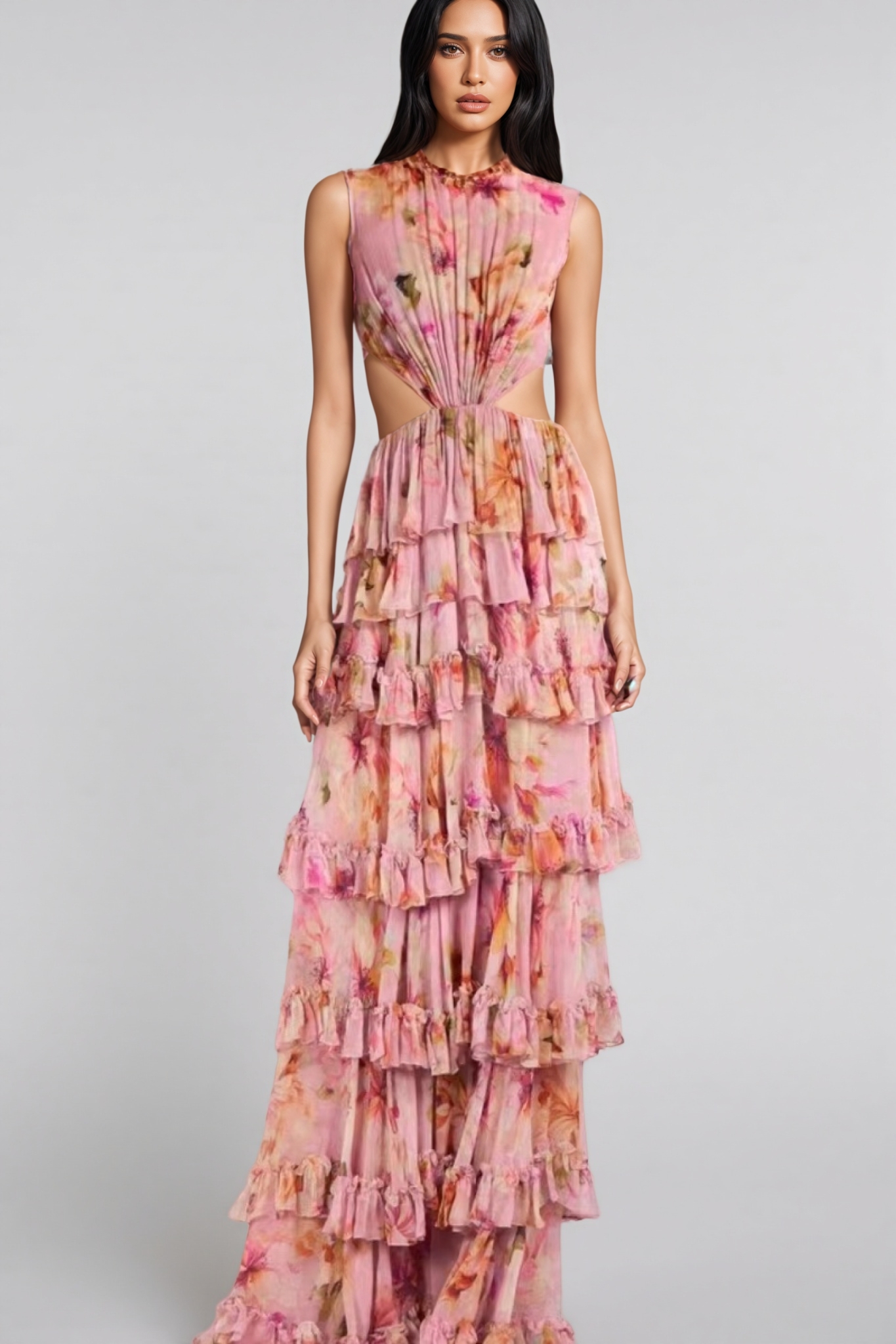 Liora High Waisted Printed Maxi Dress