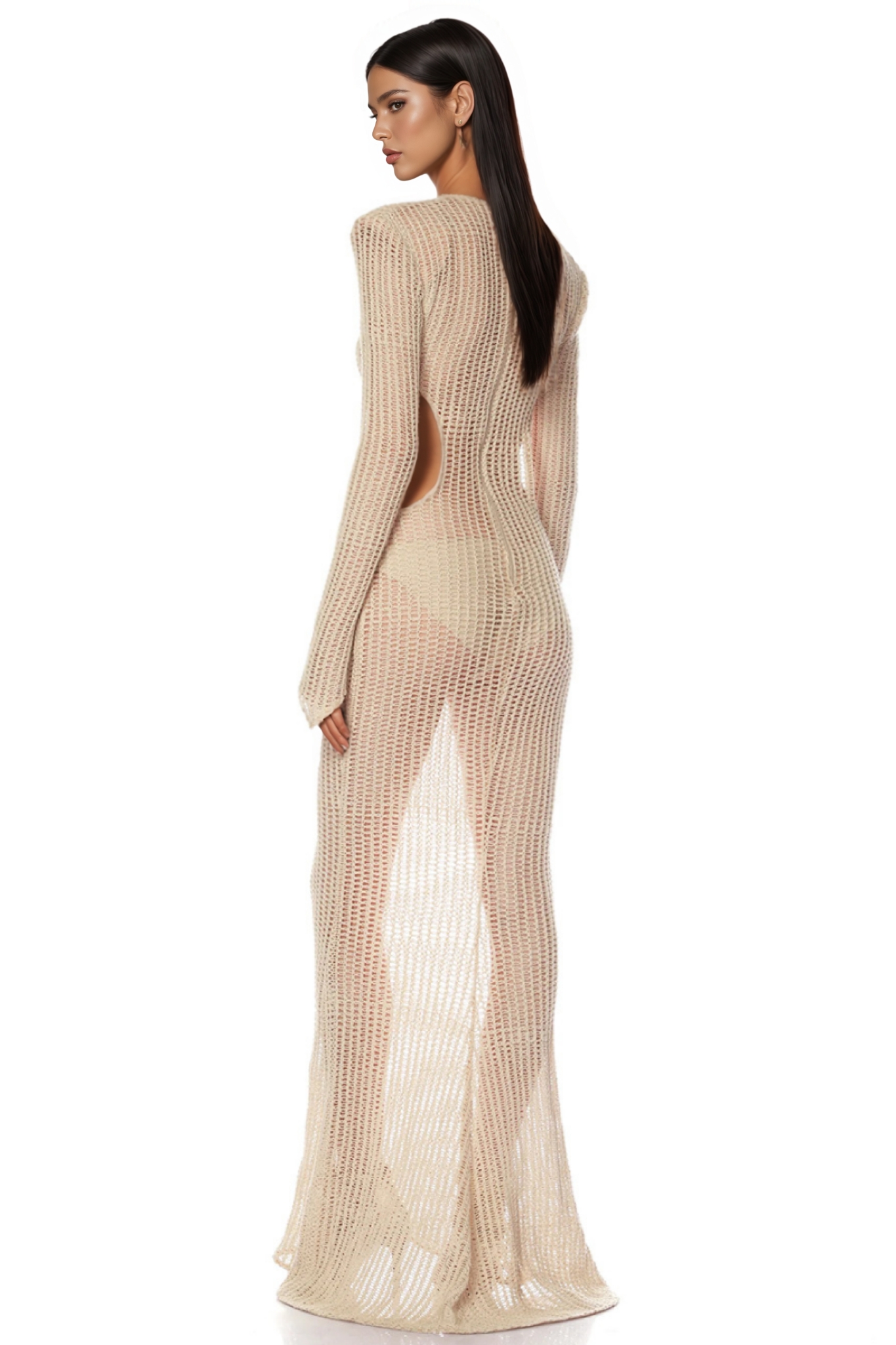 Aquila Openwork Diamond Fishtail Maxi Dress