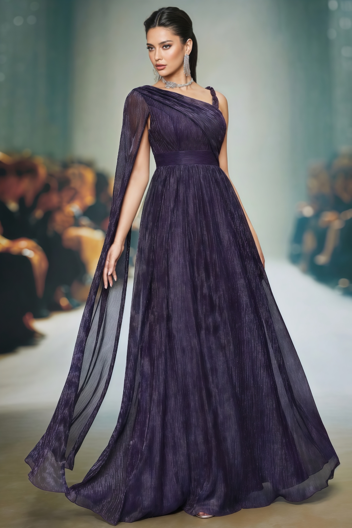 Wylerlt Purple One Shoulder Maxi Dress