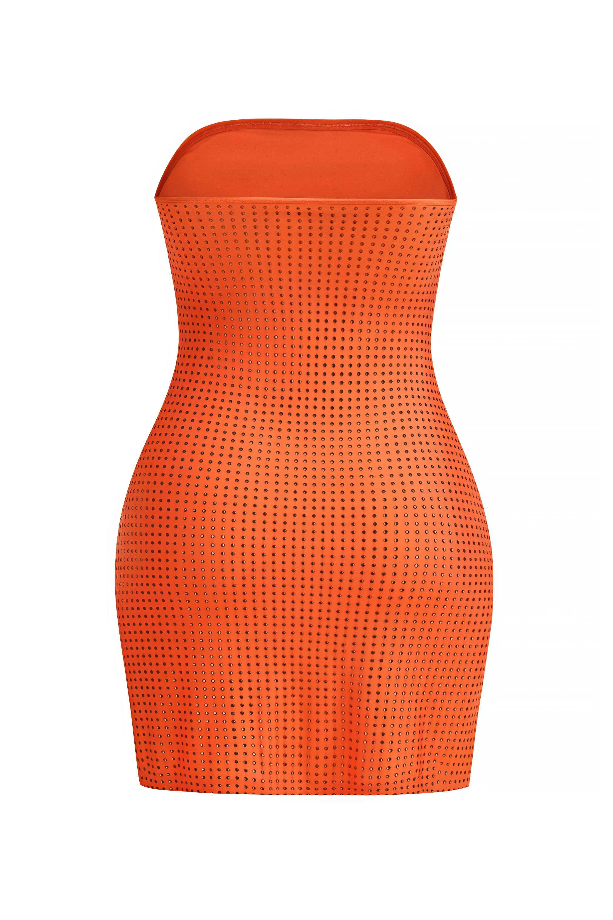 Heloise Orange Rhinestone Mini Dress