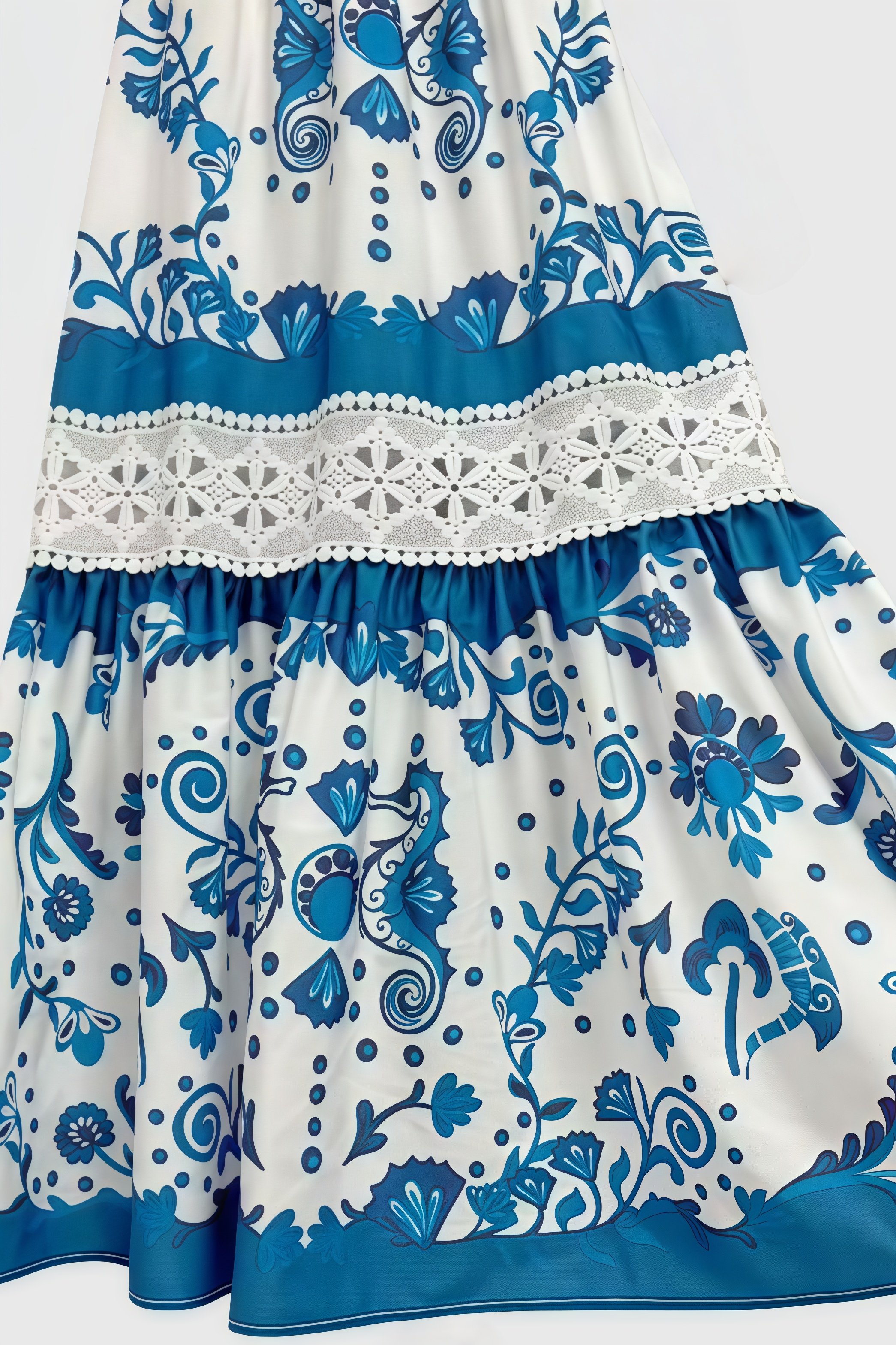 Urwed Blue Strapless Lace Maxi Dress