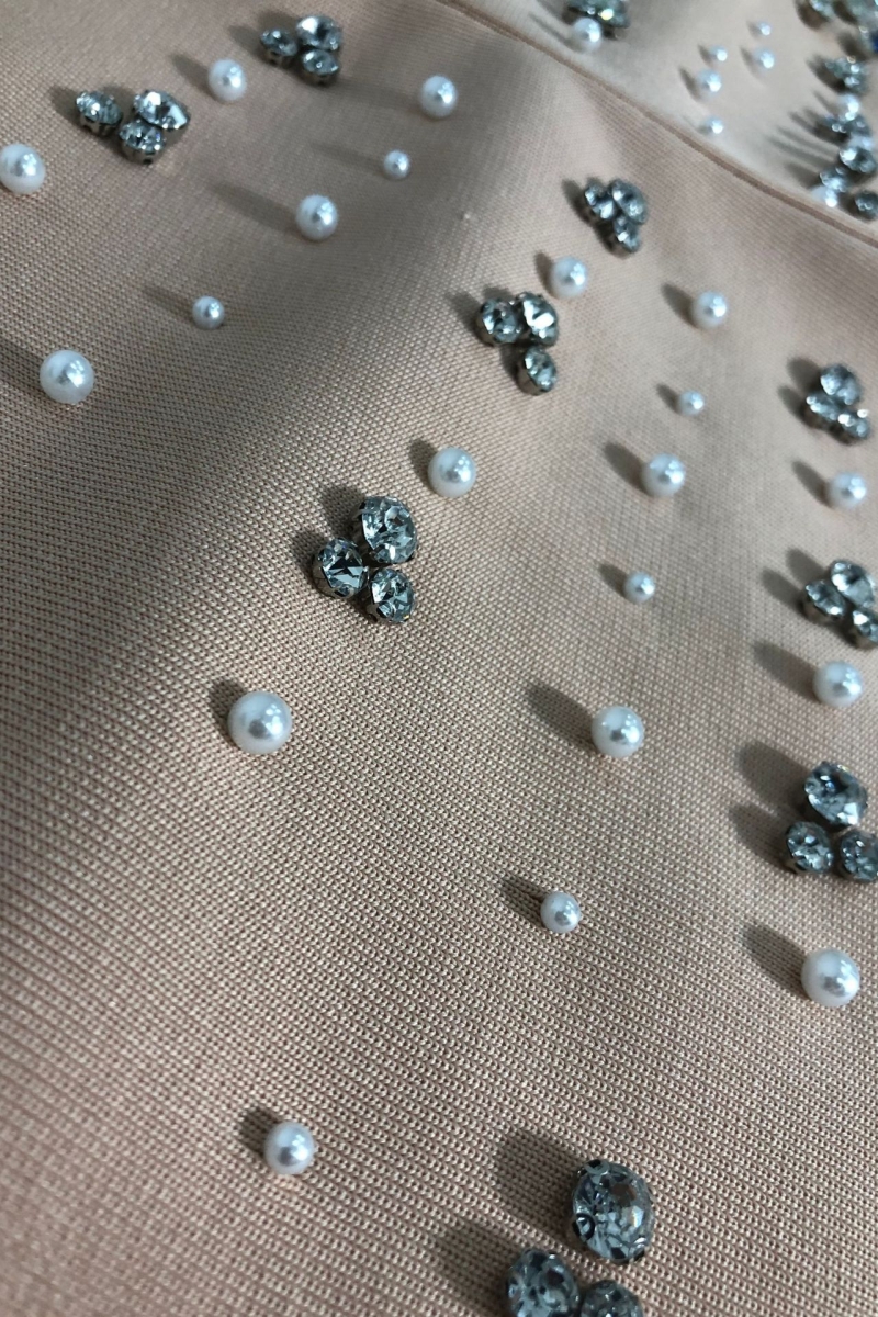 Zarot Strapless Rhinestone Embellished Bandage Mini Dress