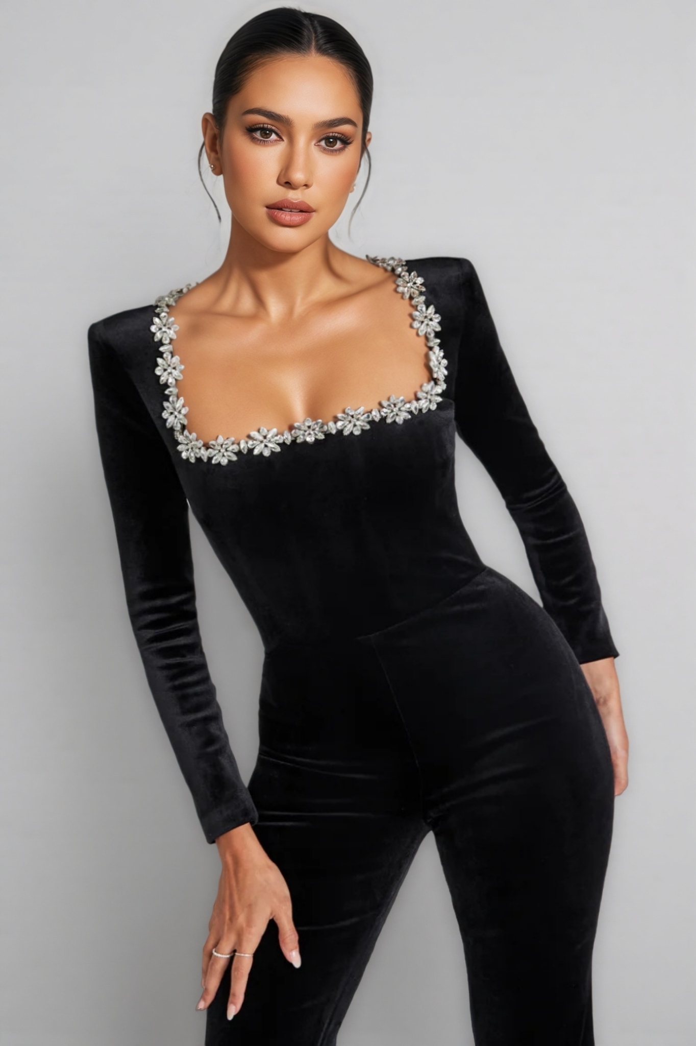 Magni Long Sleeve Studded Jumpsuit