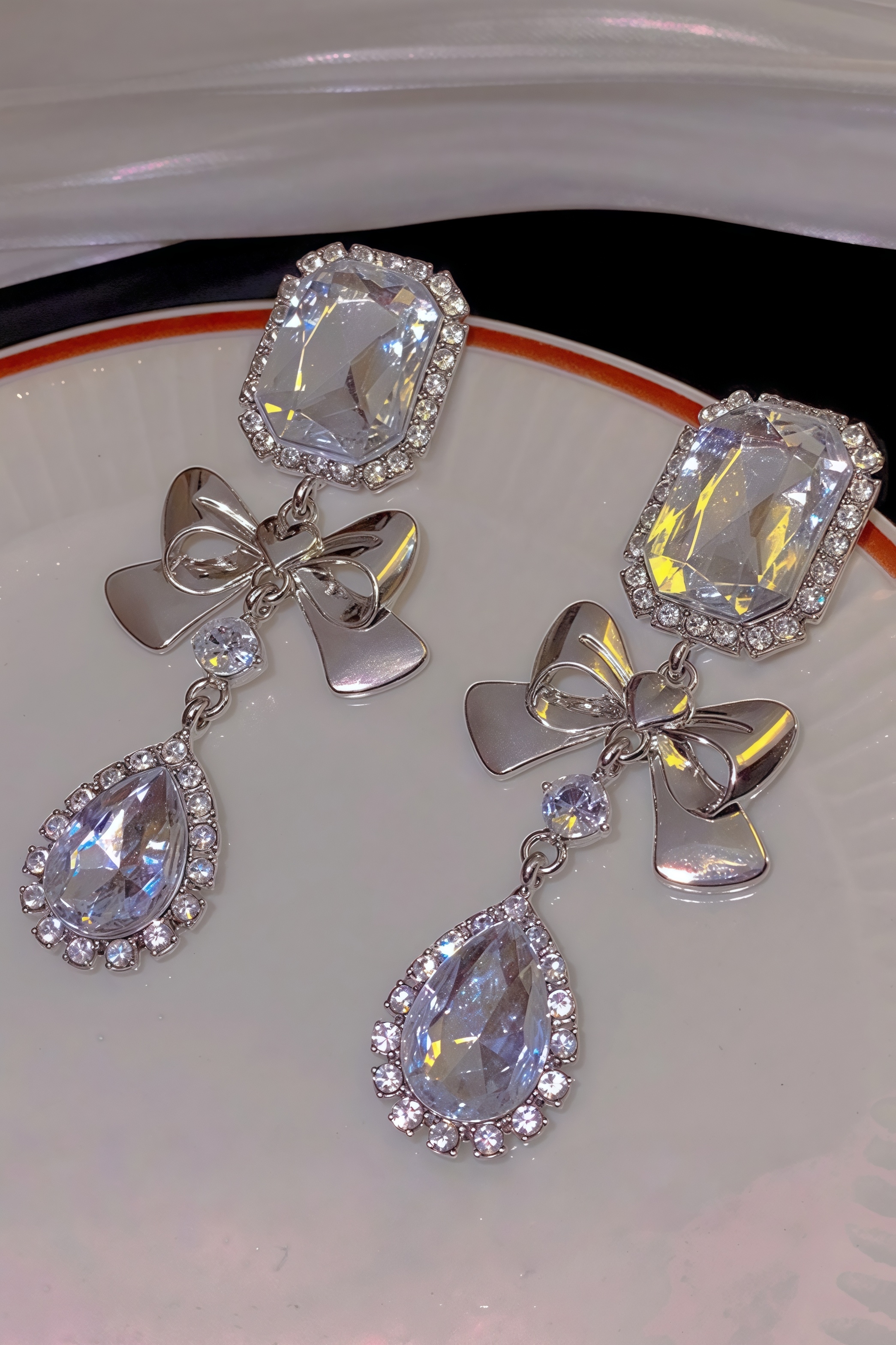 Anselr Bow Water Drop Earrings