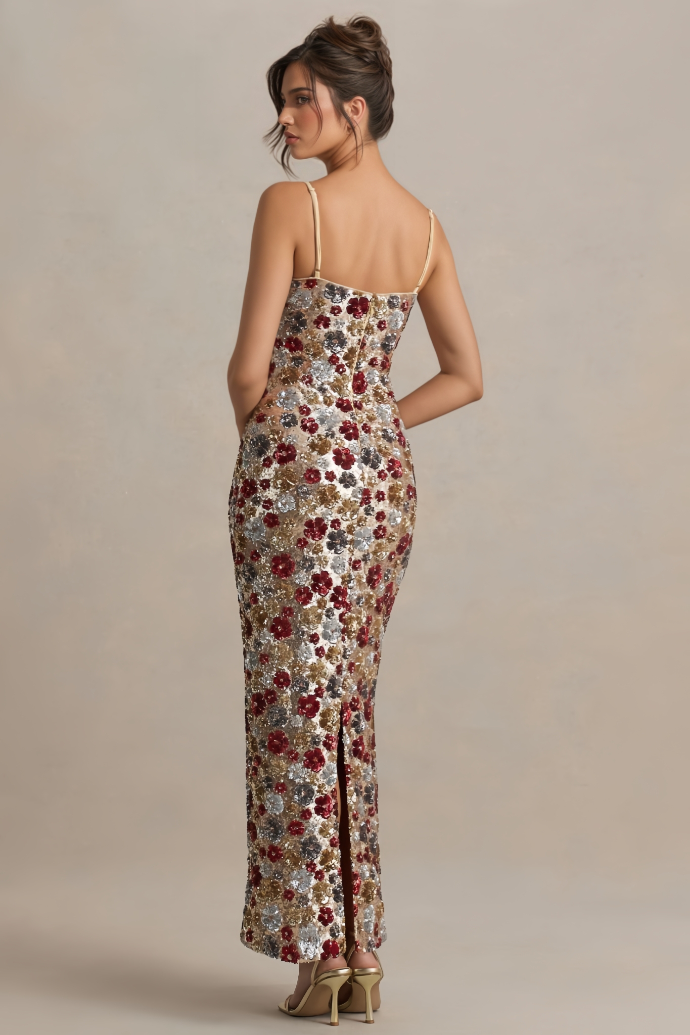 Garenxk  Floral Embellished Sequin Maxi Dress