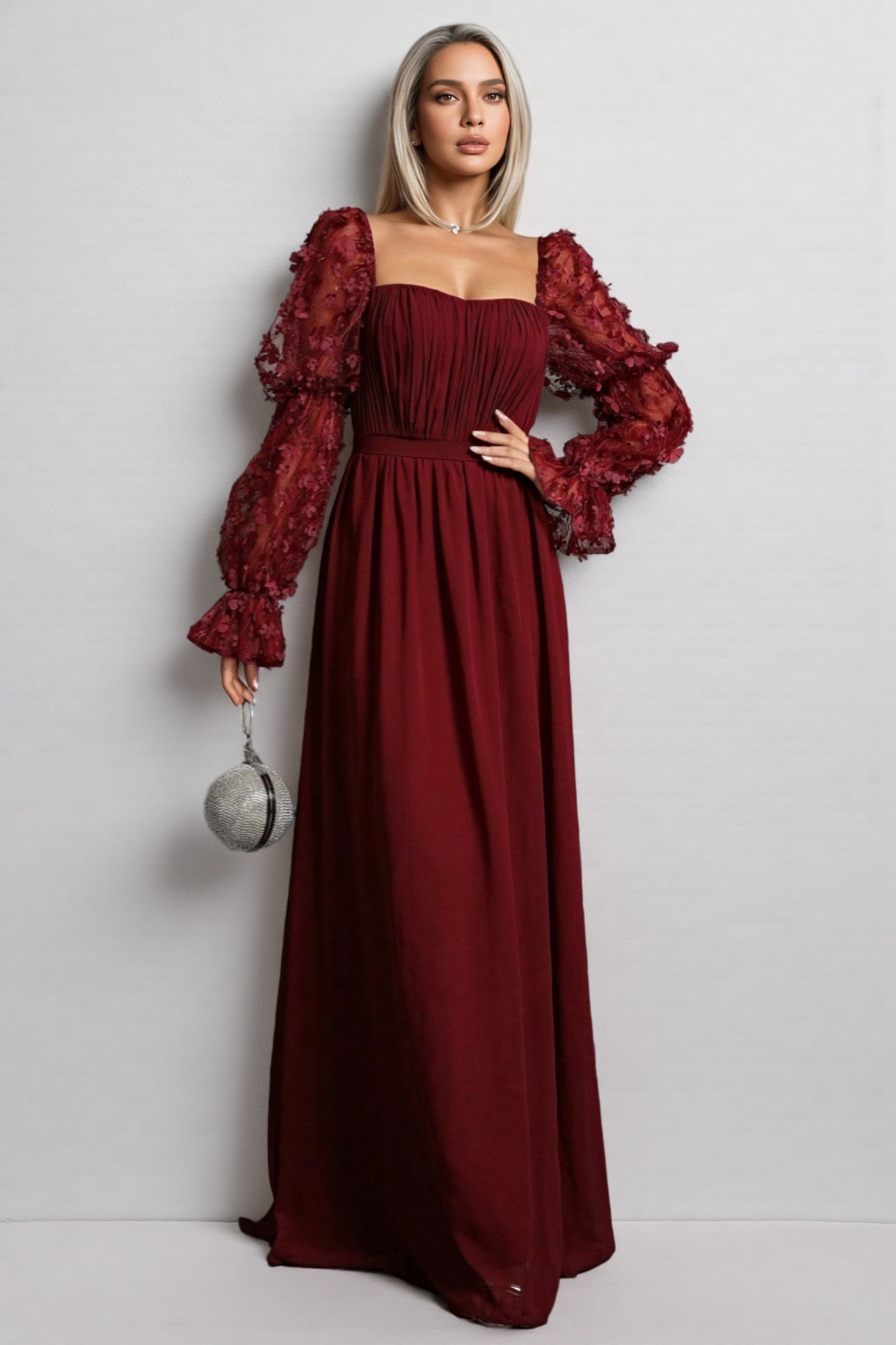 Wera Mesh Square Neck Maxi Dress