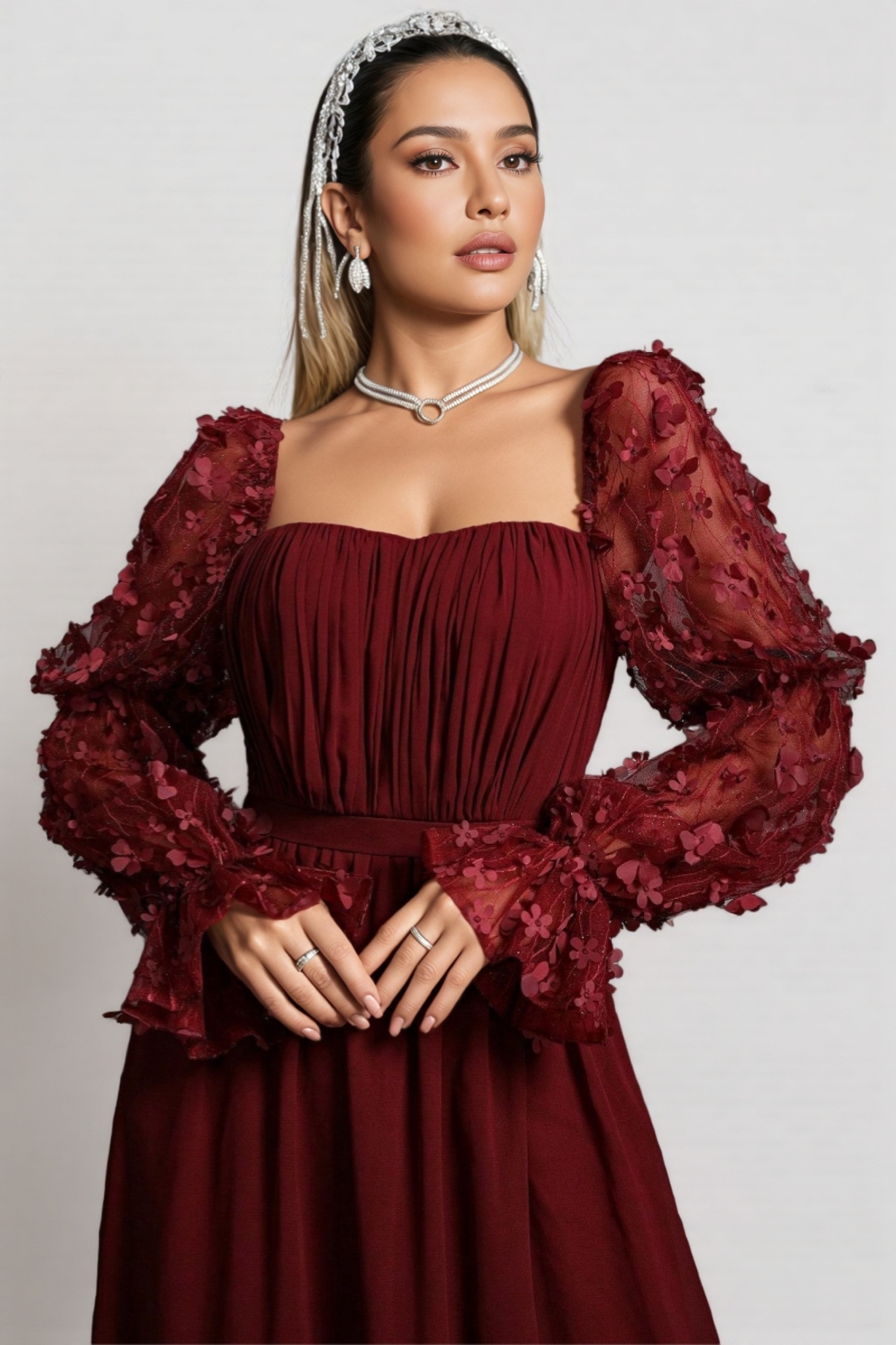 Wera Mesh Square Neck Maxi Dress