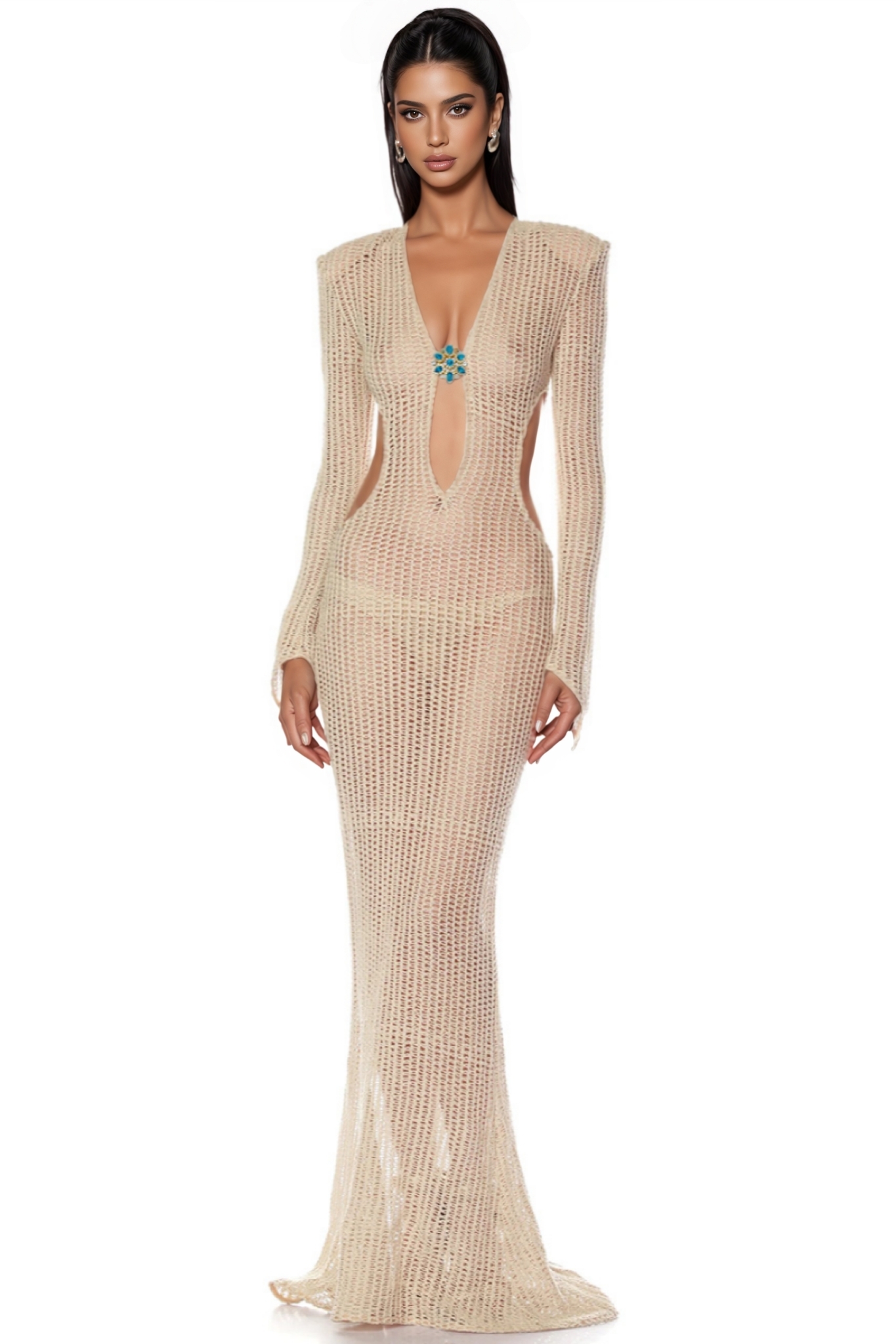 Aquila Openwork Diamond Fishtail Maxi Dress