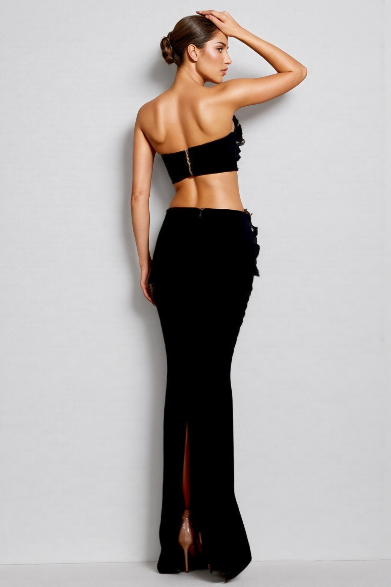 Elnia Diamanté Bustier Blouse Half Maxi Dress Set