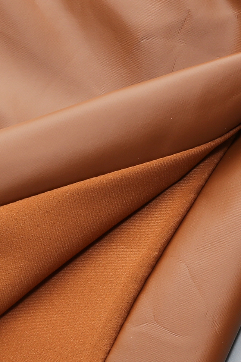 Jorax Brown Leather One-Shoulder Mini Dress