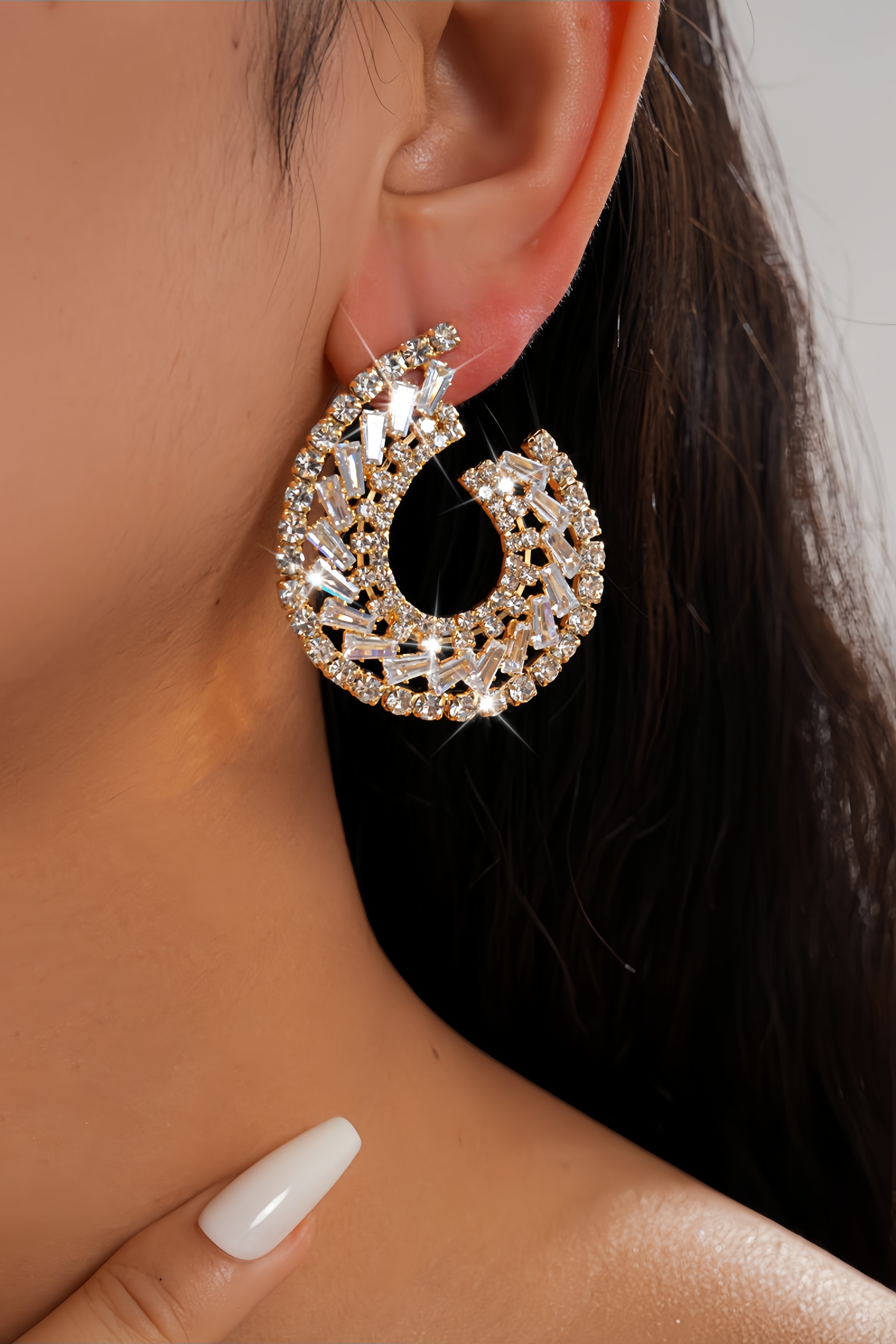 Chlgo Diamond Studded Teardrop Earrings