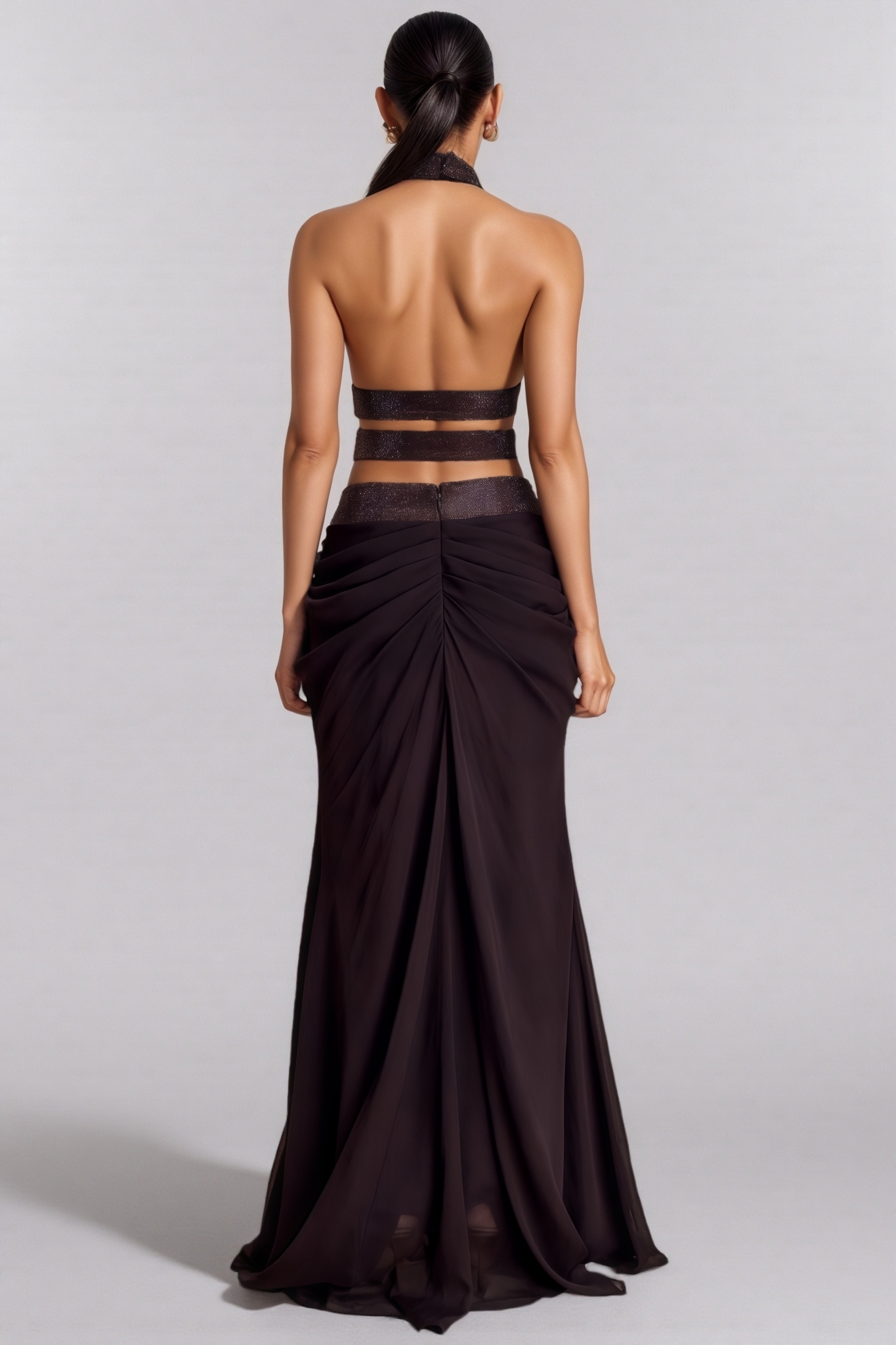 Hbryn Halter Neck Cut Out Maxi Dress Set