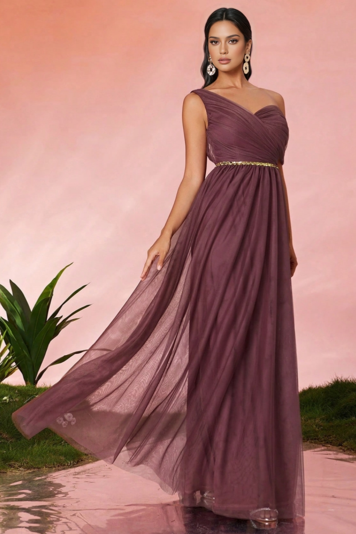 Linus Strapless Mesh Maxi Dress