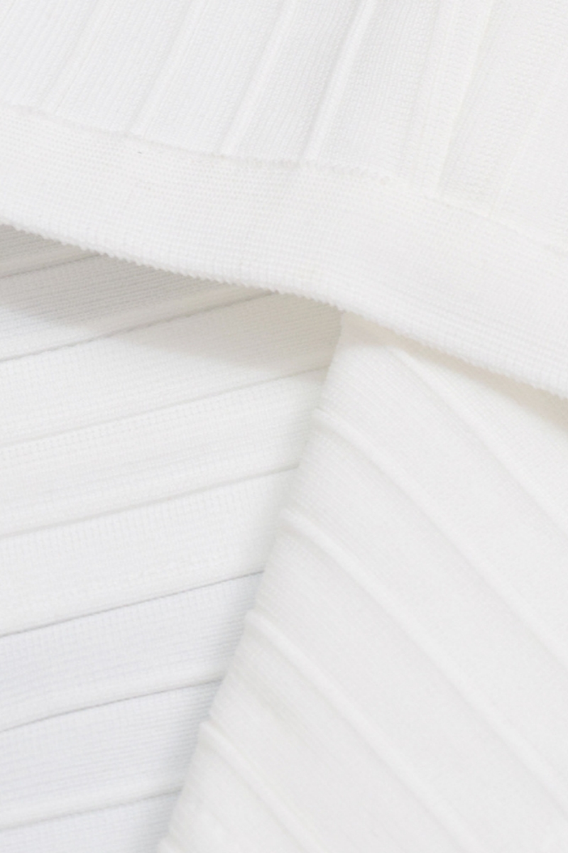 Rajiv White Stand Collar Midi Dress