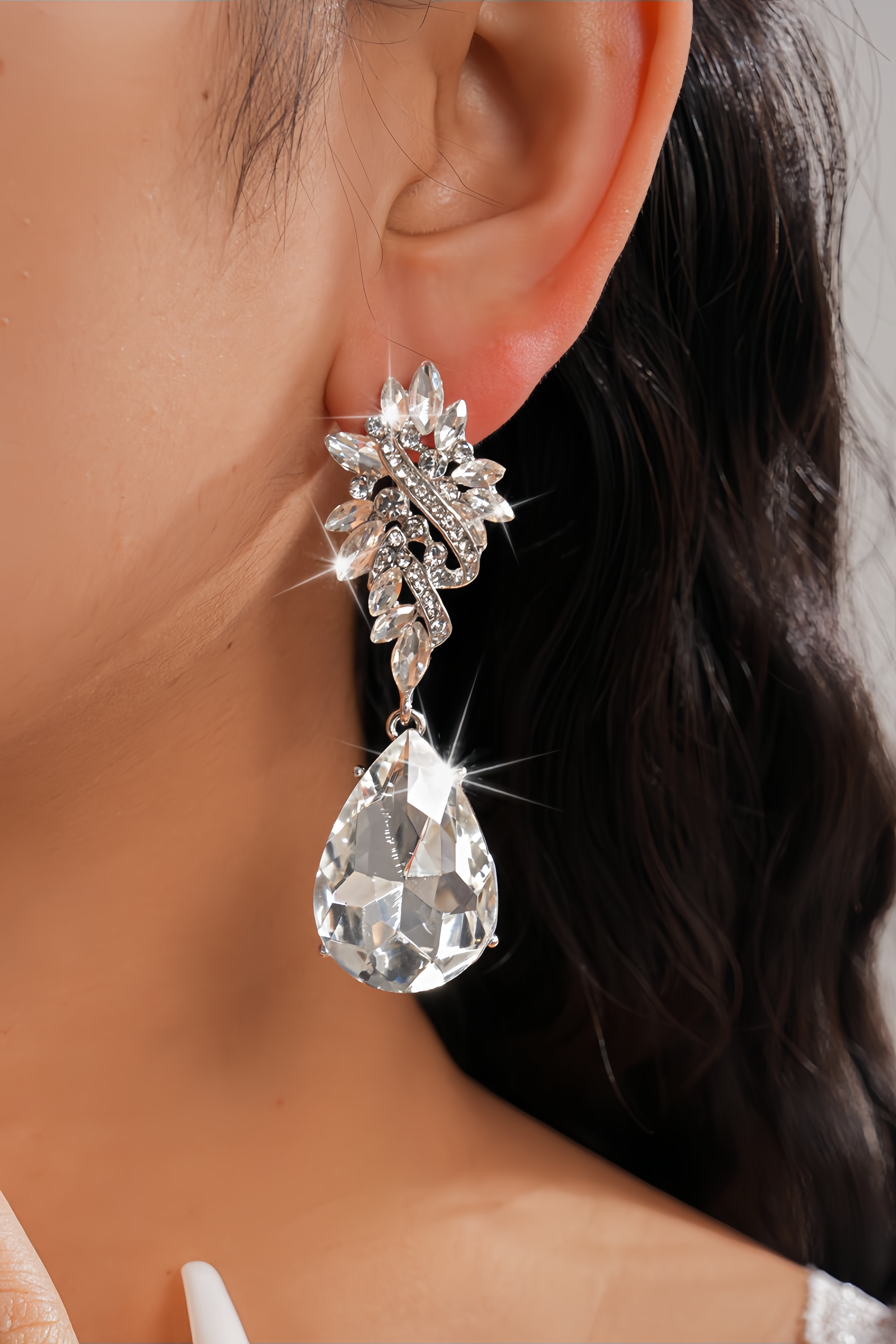 Msron Diamond Studded Teardrop Earrings