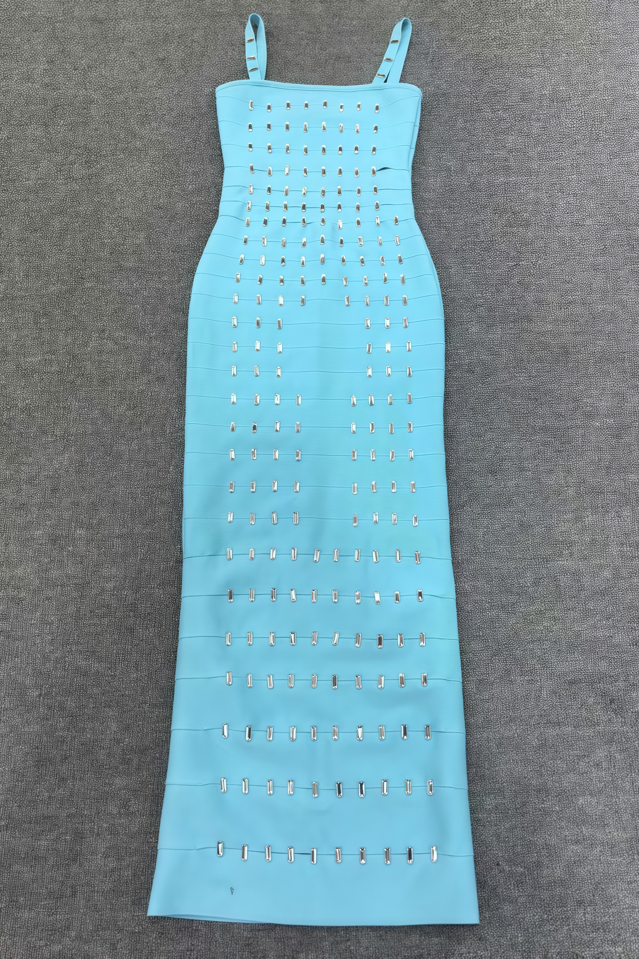 Andesd Blue Strapless Slit Maxi Dress