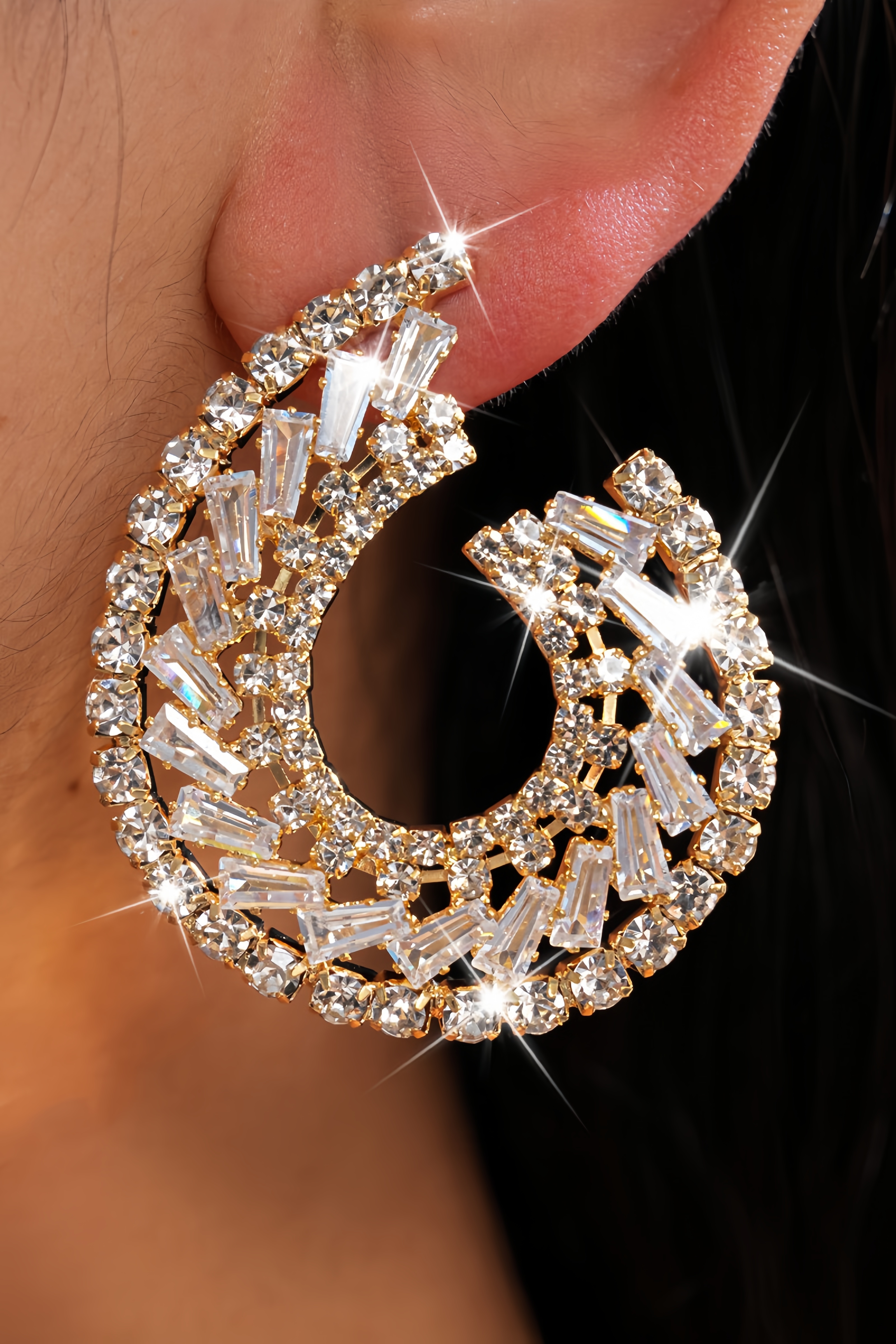 Chlgo Diamond Studded Teardrop Earrings