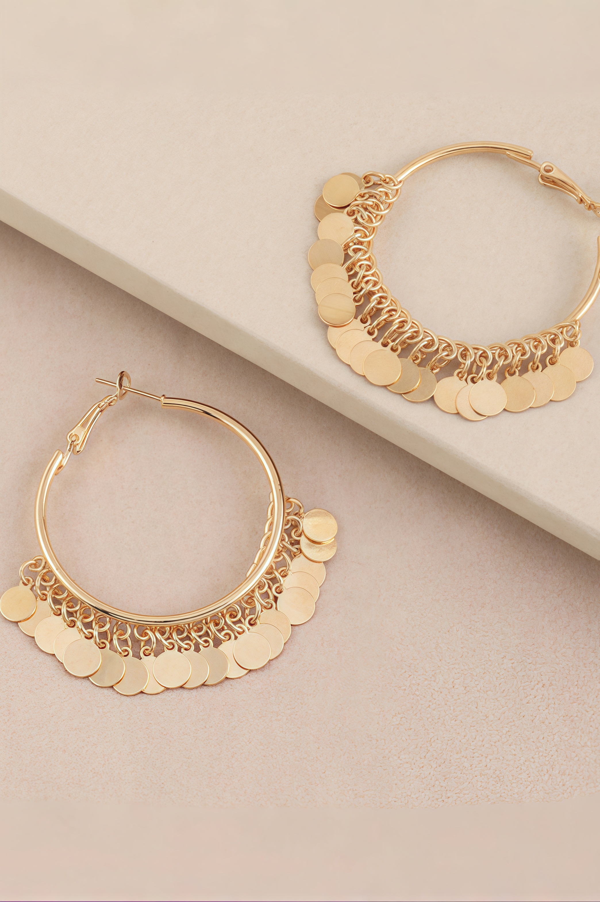 Kerensa Gold Round Tassel Earrings