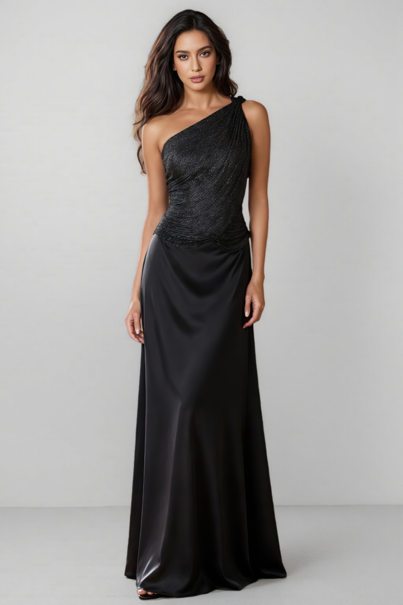 Grane Black One Shoulder Bandage Maxi Dress Set
