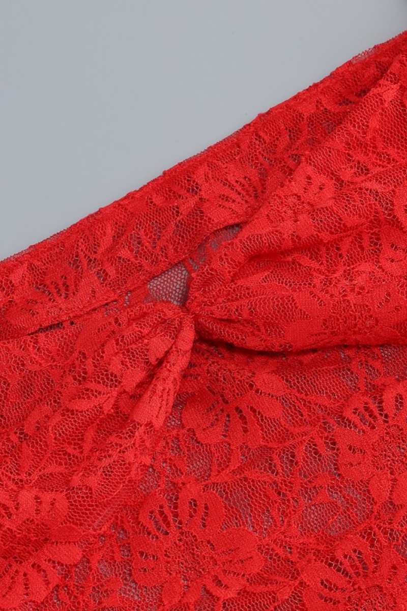 Kainld Red Strapless 3D Flower Mini Dress Set