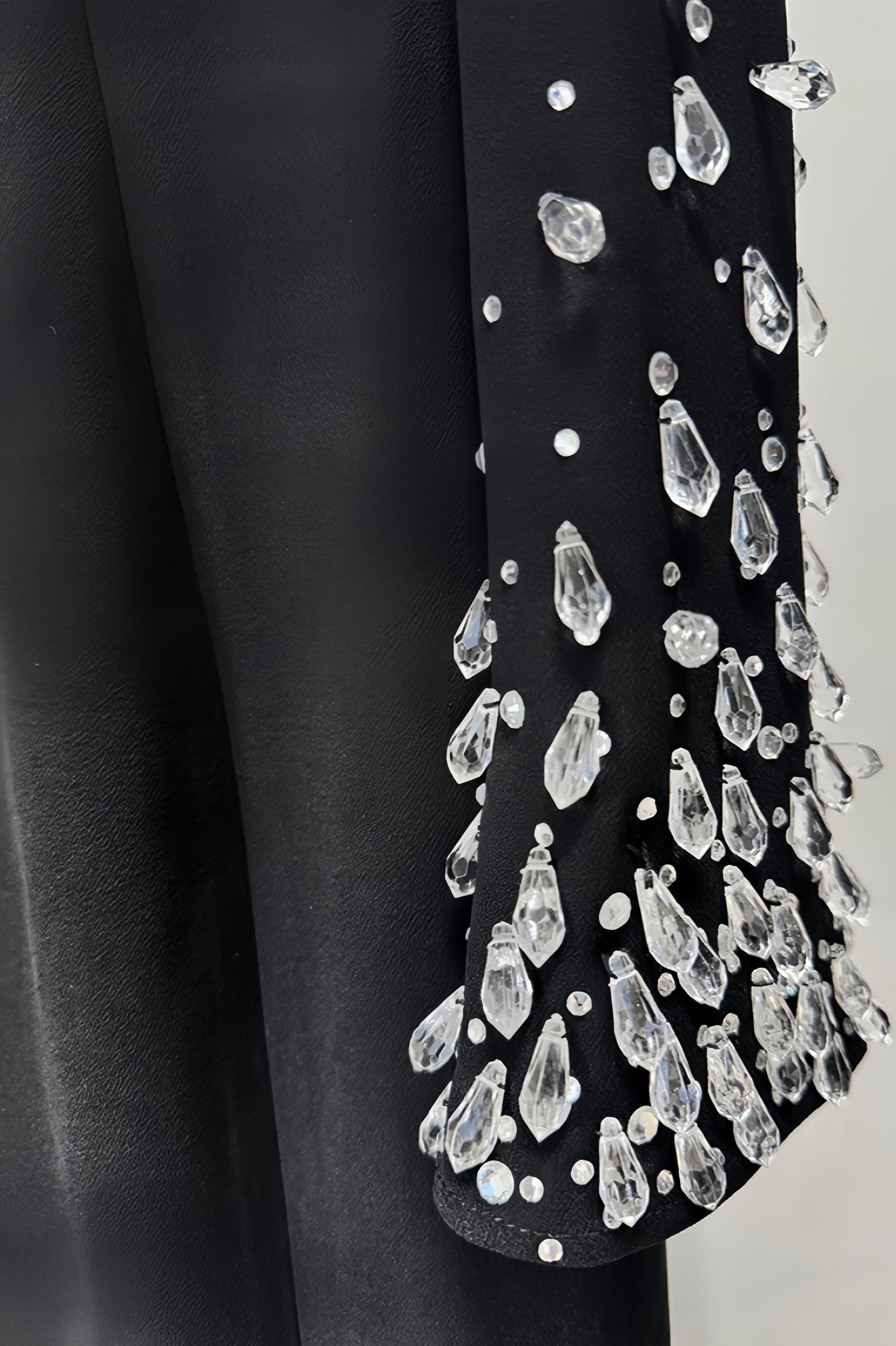 Umeko Black Diamond Studded Long Sleeve Maxi Dress