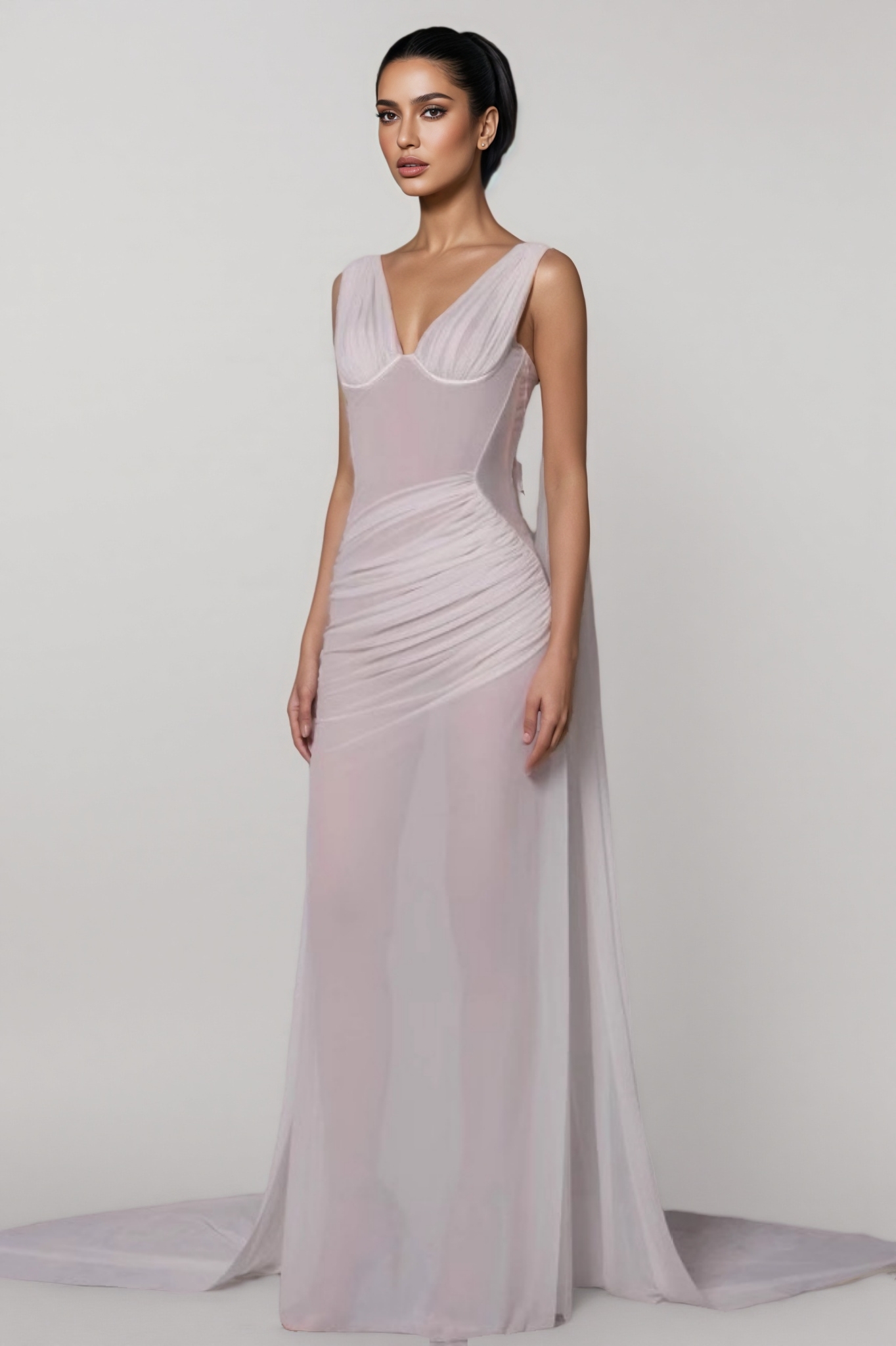 Briard White Backless V-Neck Maxi Dress