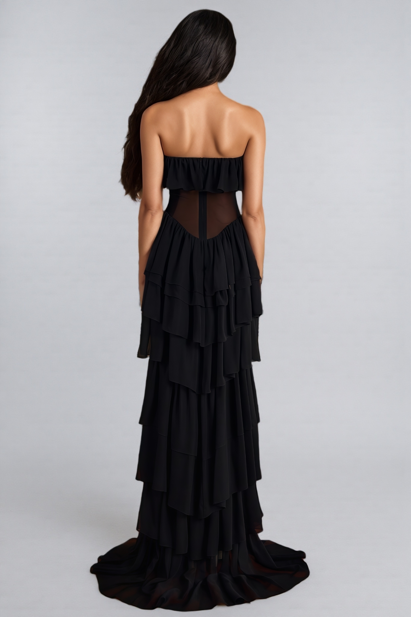 Calsty Black Strapless Maxi Dress