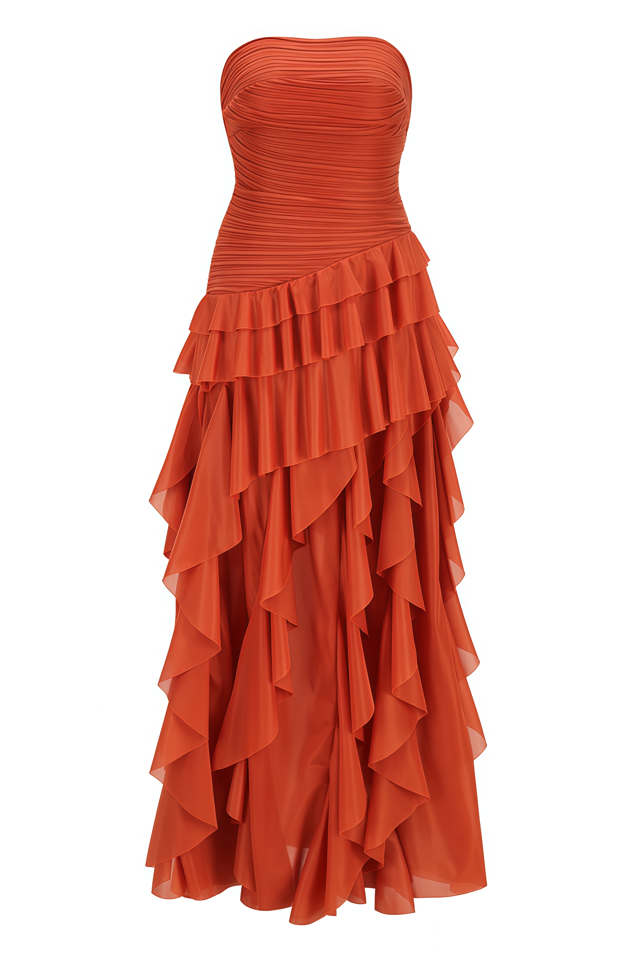 Atitcuse Orange Strapless Maxi Dress