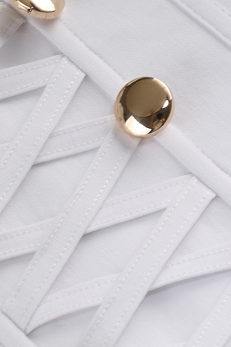 Hovrt White Long Sleeve Ruched Mini Dress