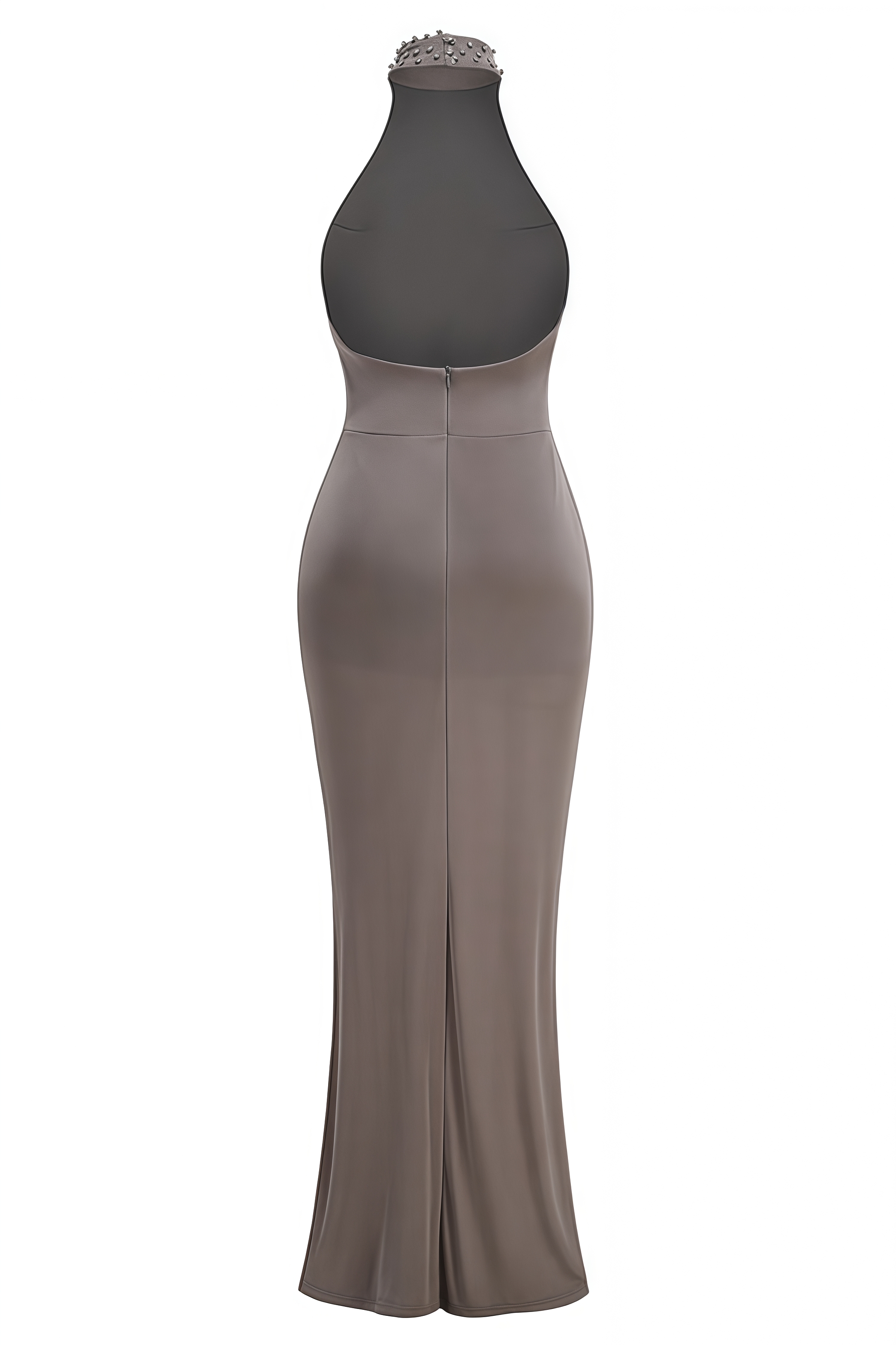 Lilvian Gray Backless Pleated Maxi Dress
