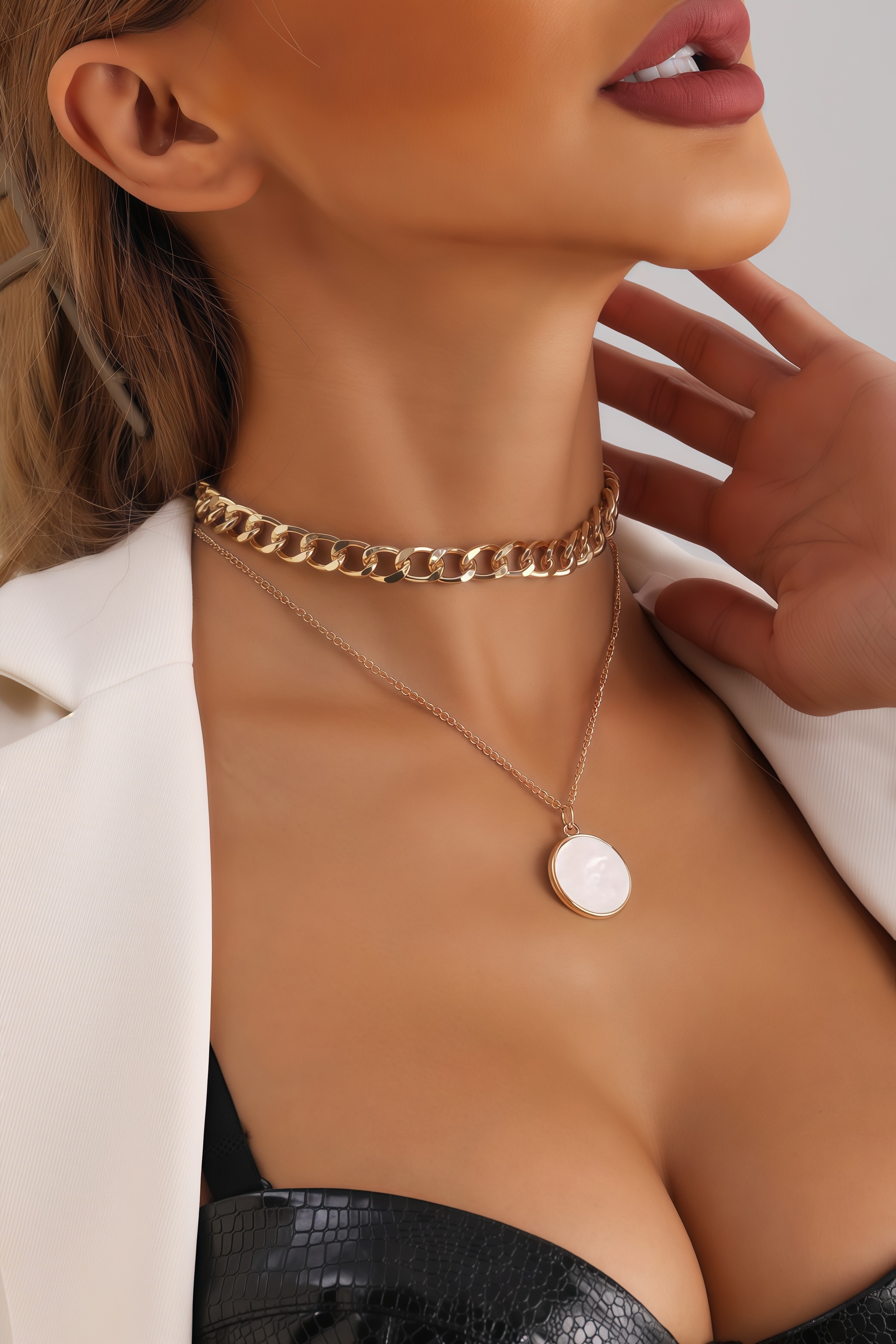 Ebenezer Round White Beimu Pendant Necklace