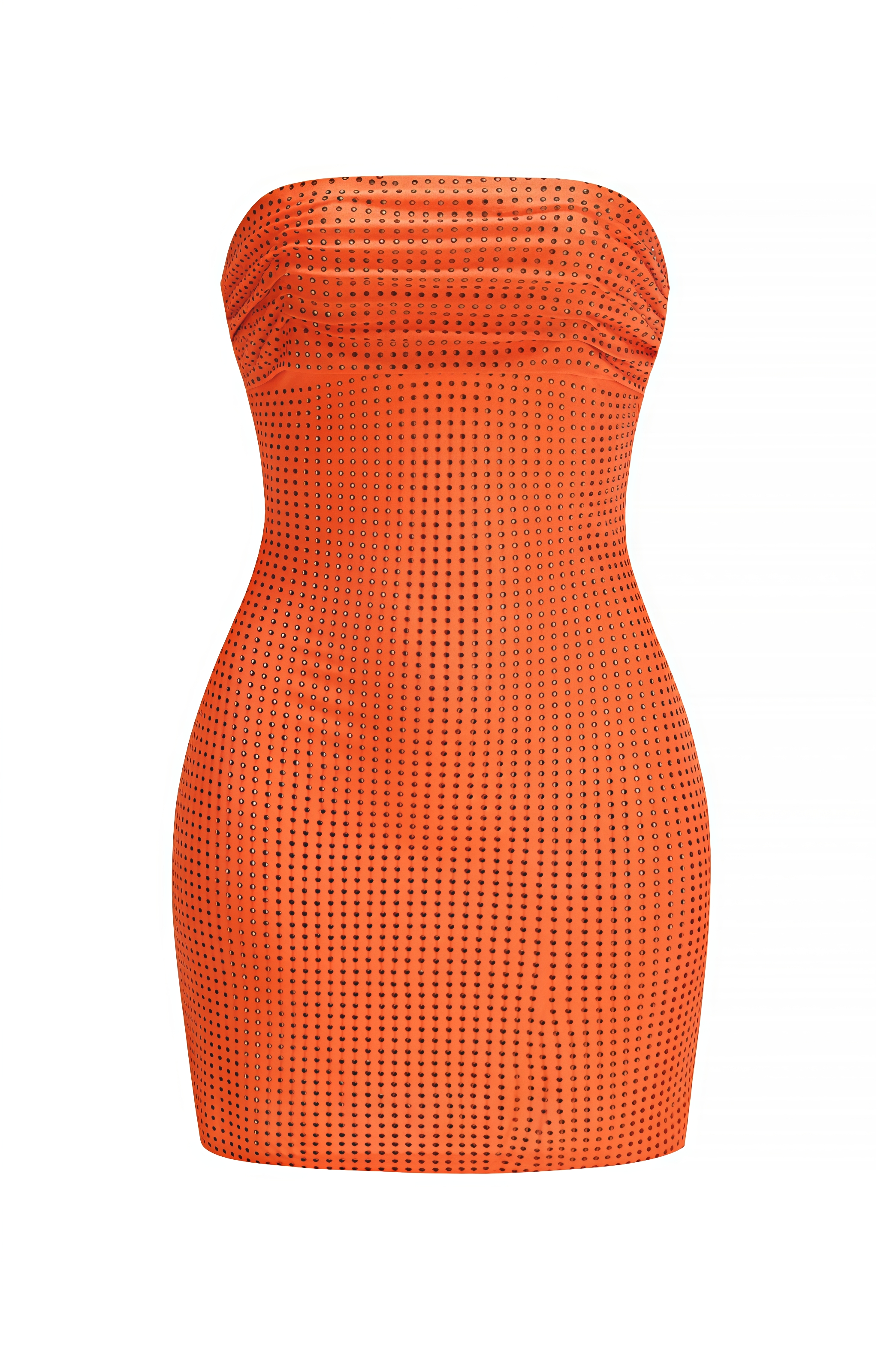 Heloise Orange Rhinestone Mini Dress