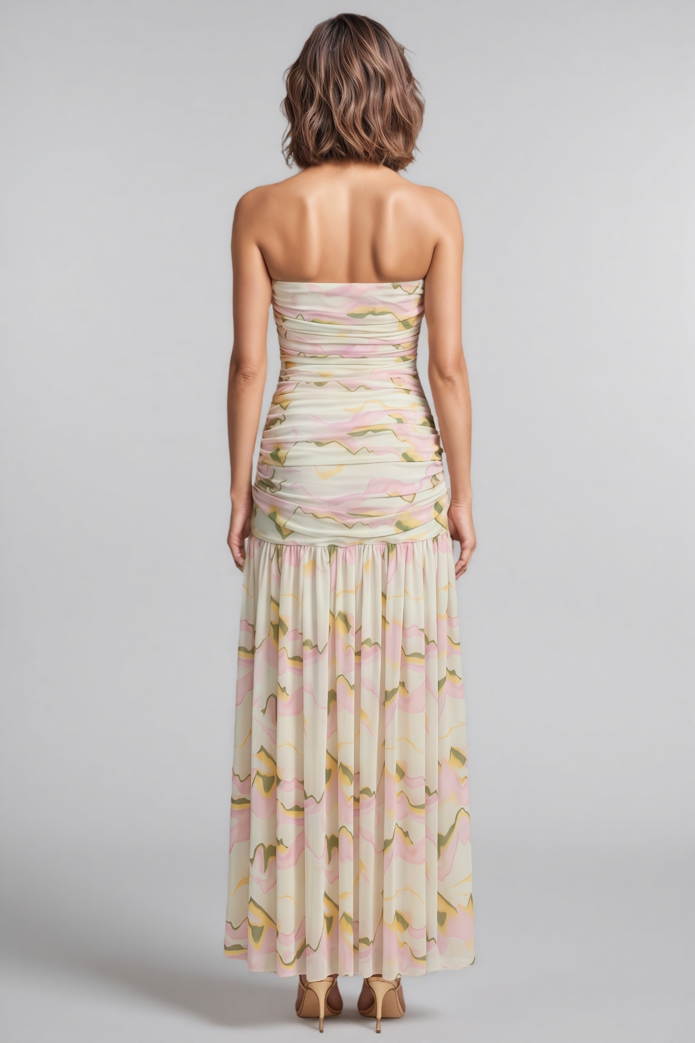 Flspath Strapless Draped Maxi Dress