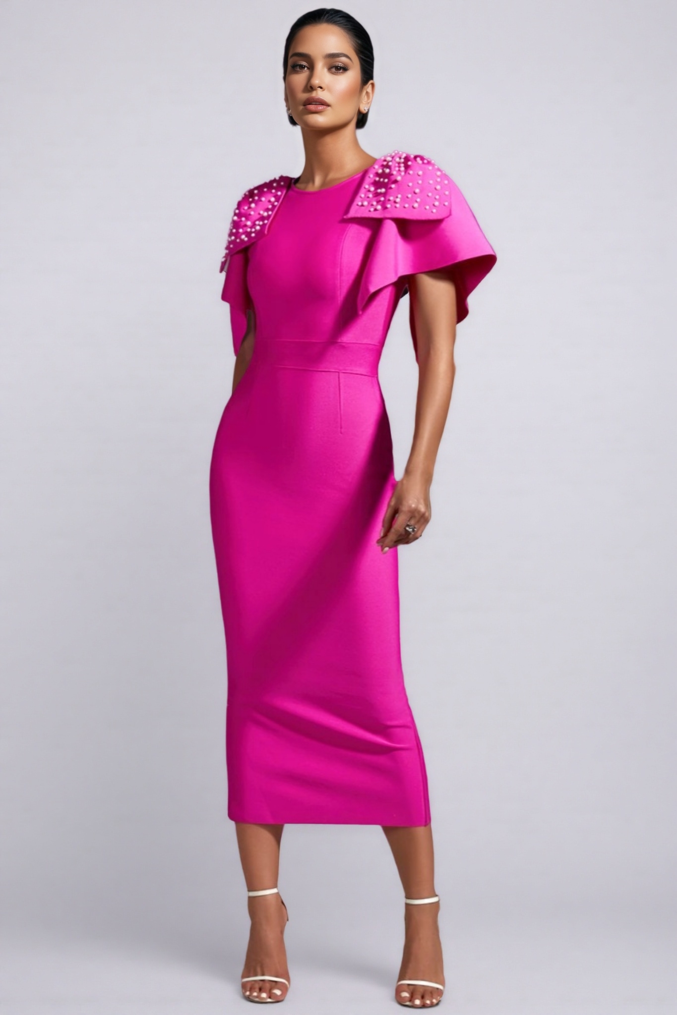 Elara Beaded Skinny Bandage Maxi Dress