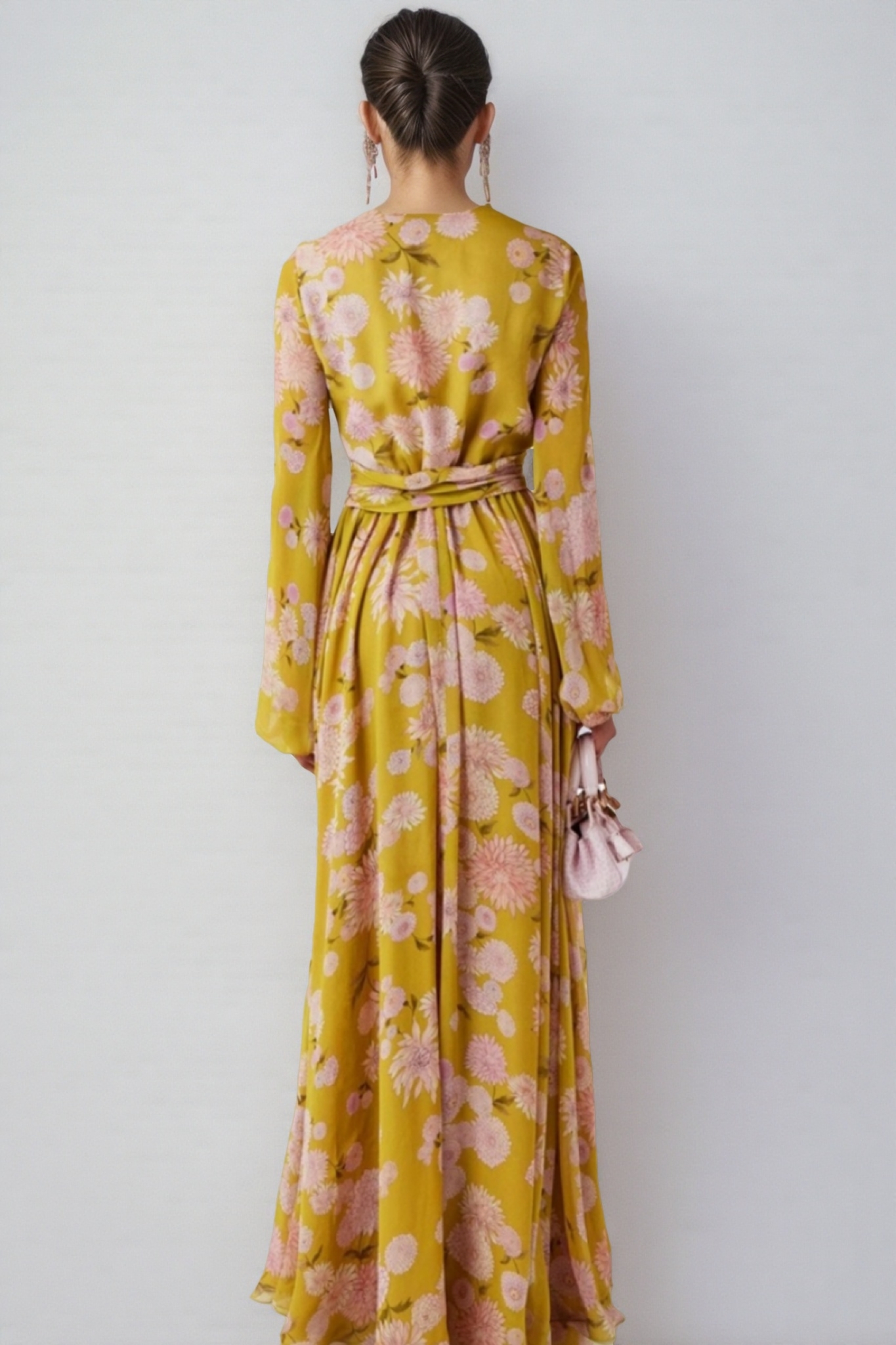 Giselle Floral Lace Up Puff Sleeve Maxi Dress