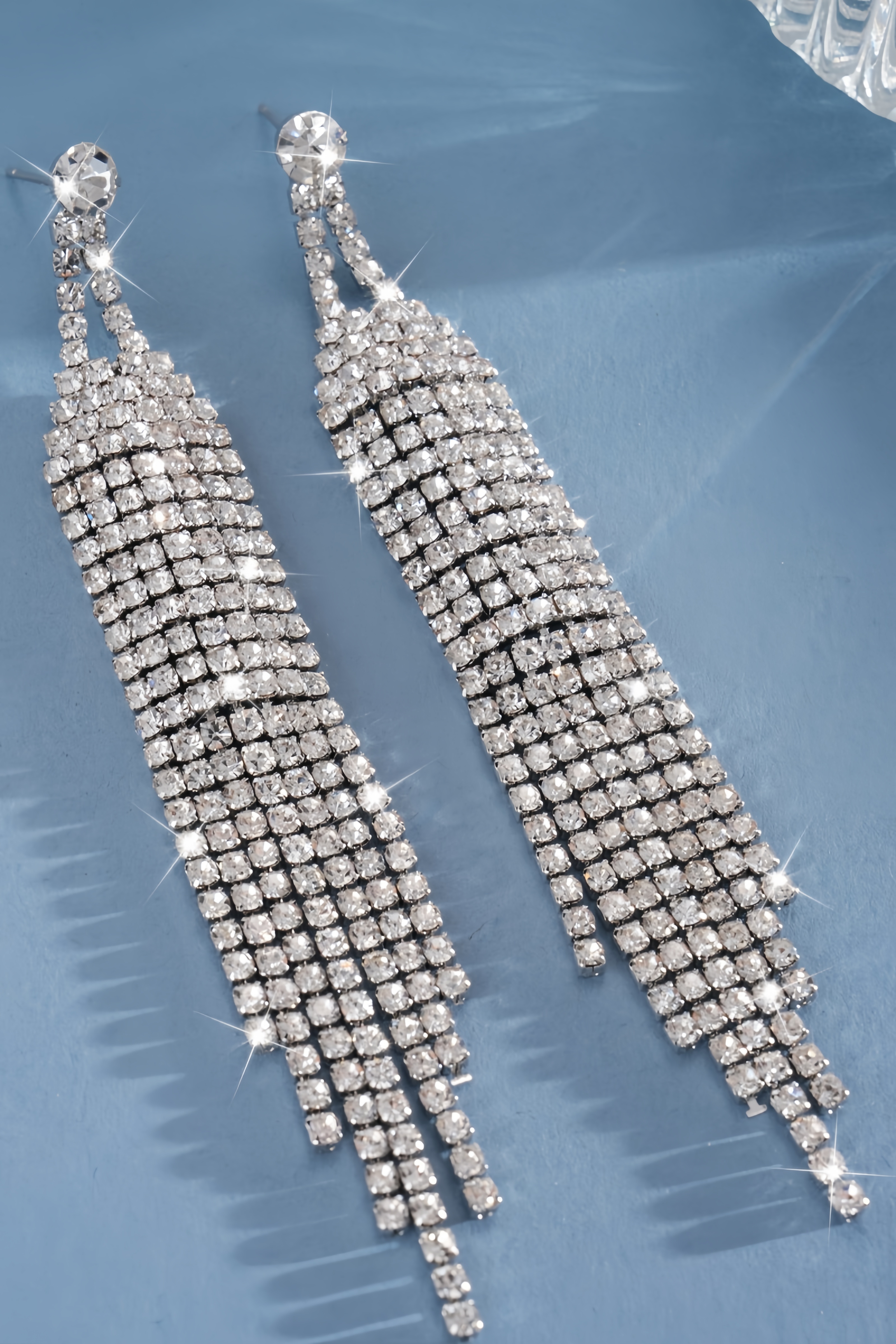 Josphy Diamond Studded Long Fringe Earrings
