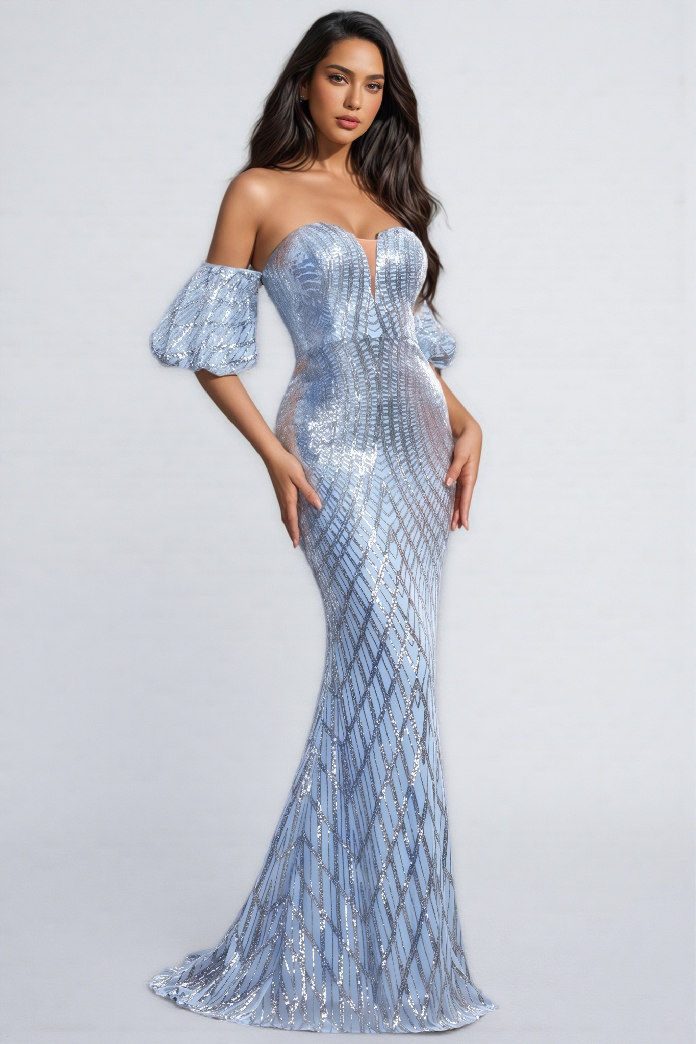 Austen Blue Sleeveless Sequin Maxi Dress