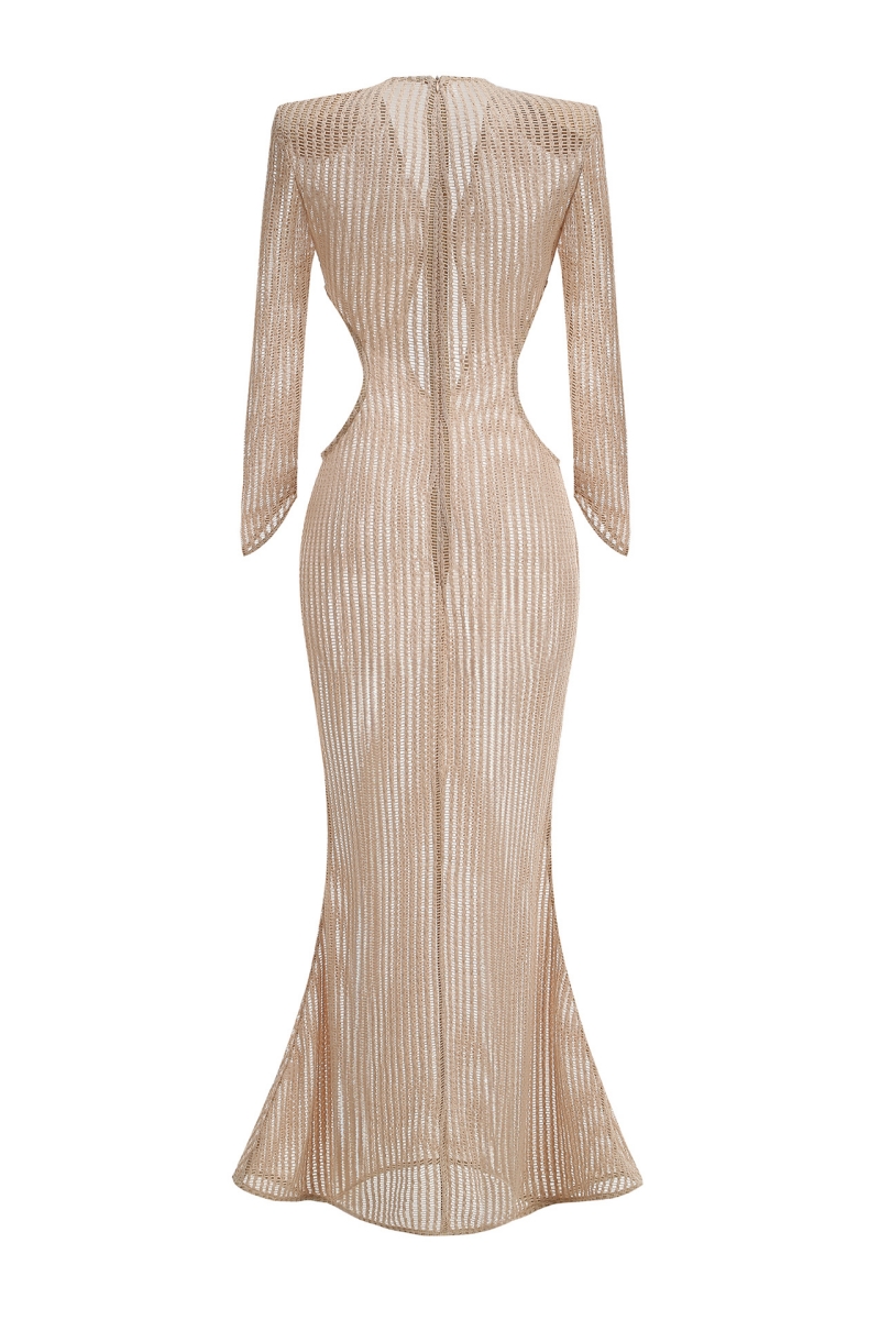 Aquila Openwork Diamond Fishtail Maxi Dress