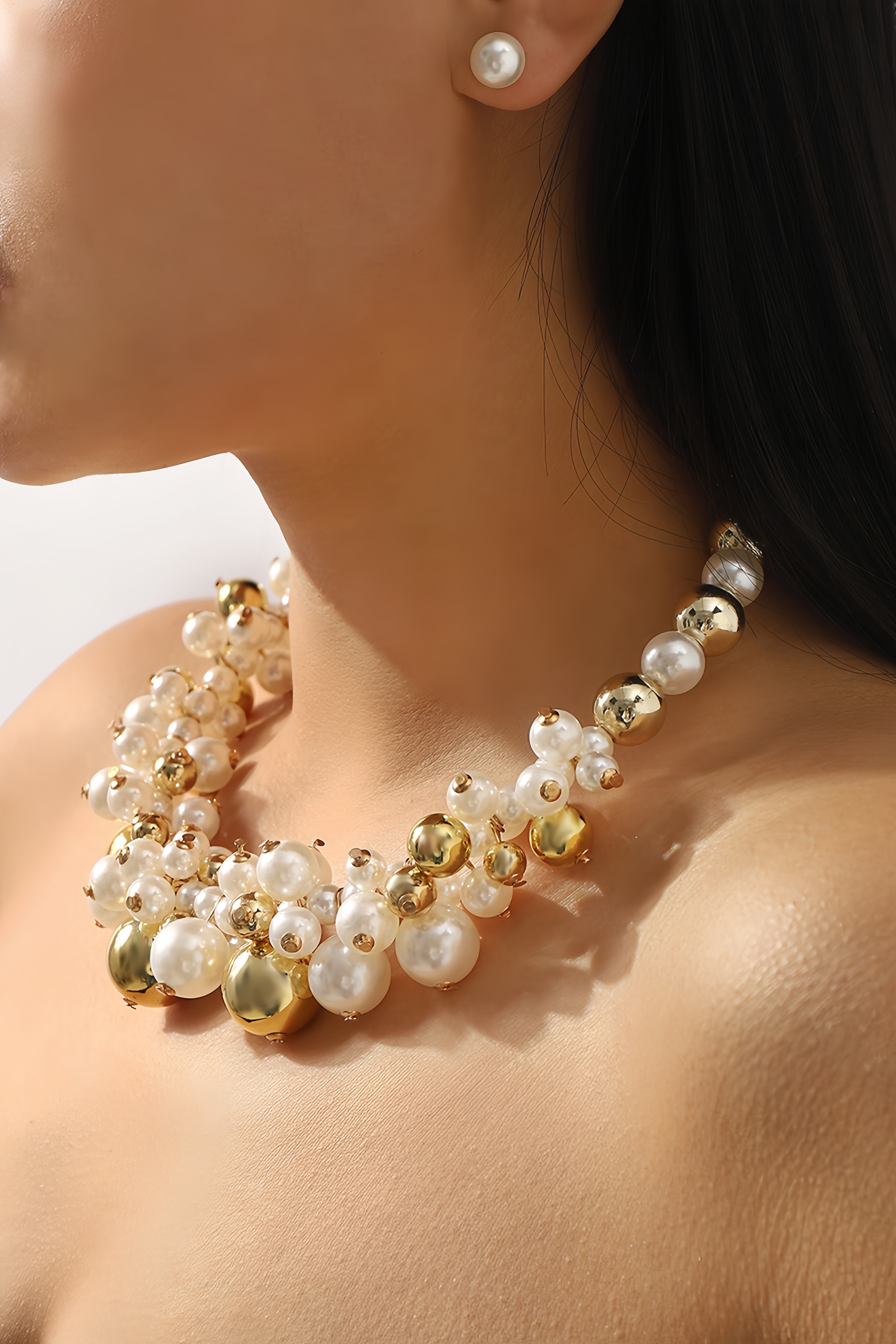 Calissa Pearl Stud Earring Necklace Set