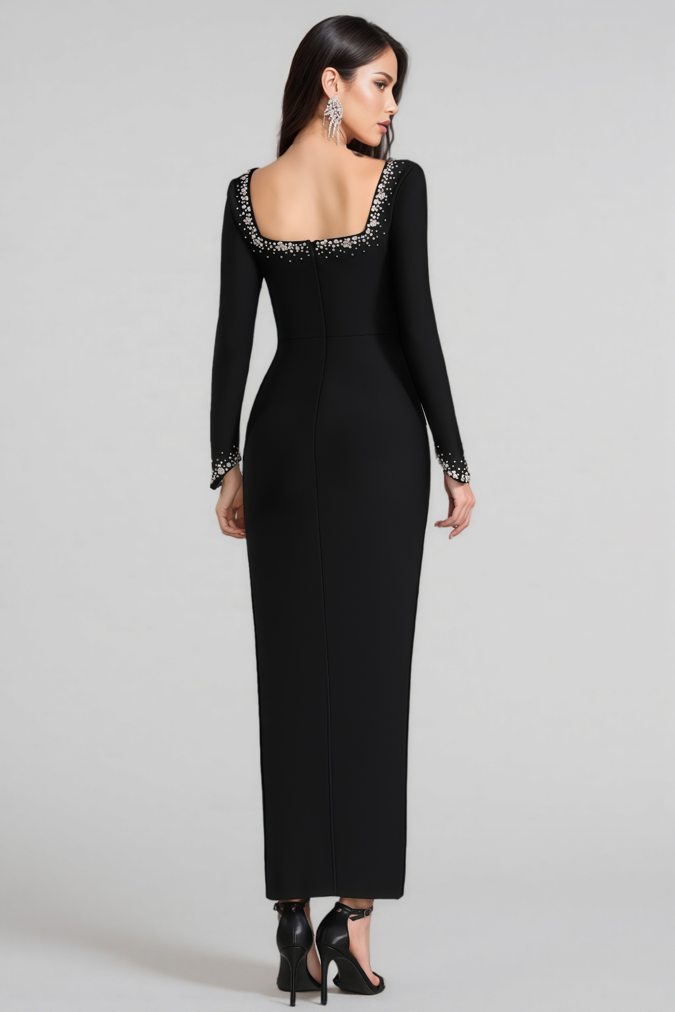 Larina Square Neckline Studded Maxi Dress