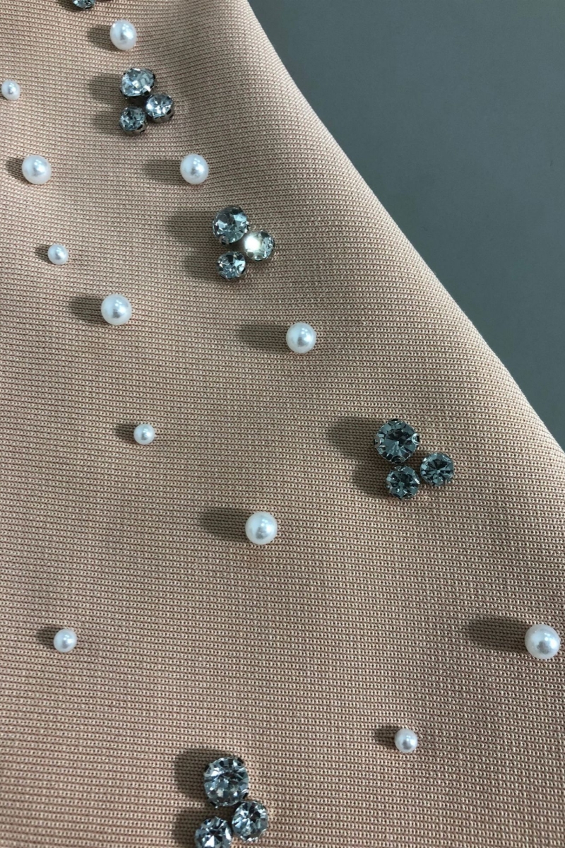 Zarot Strapless Rhinestone Embellished Bandage Mini Dress