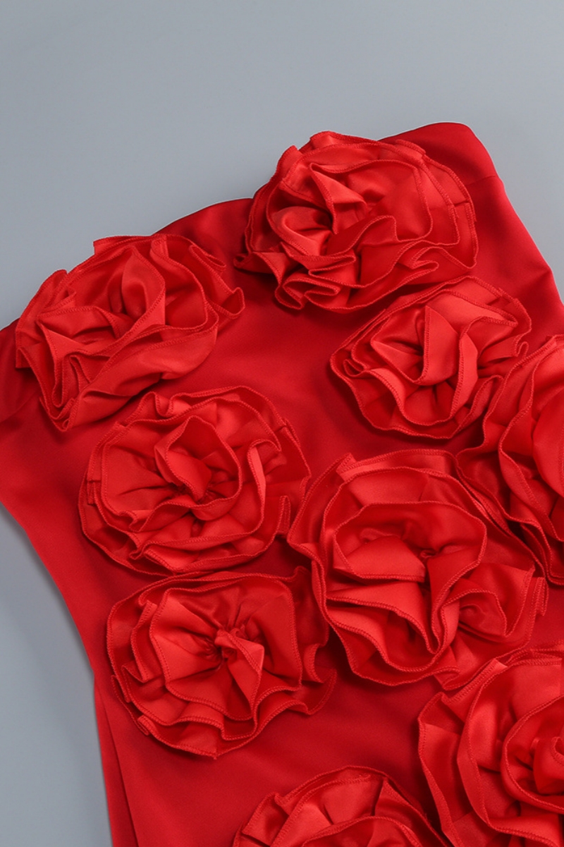 Livlah Red 3D Floral Mini Dress