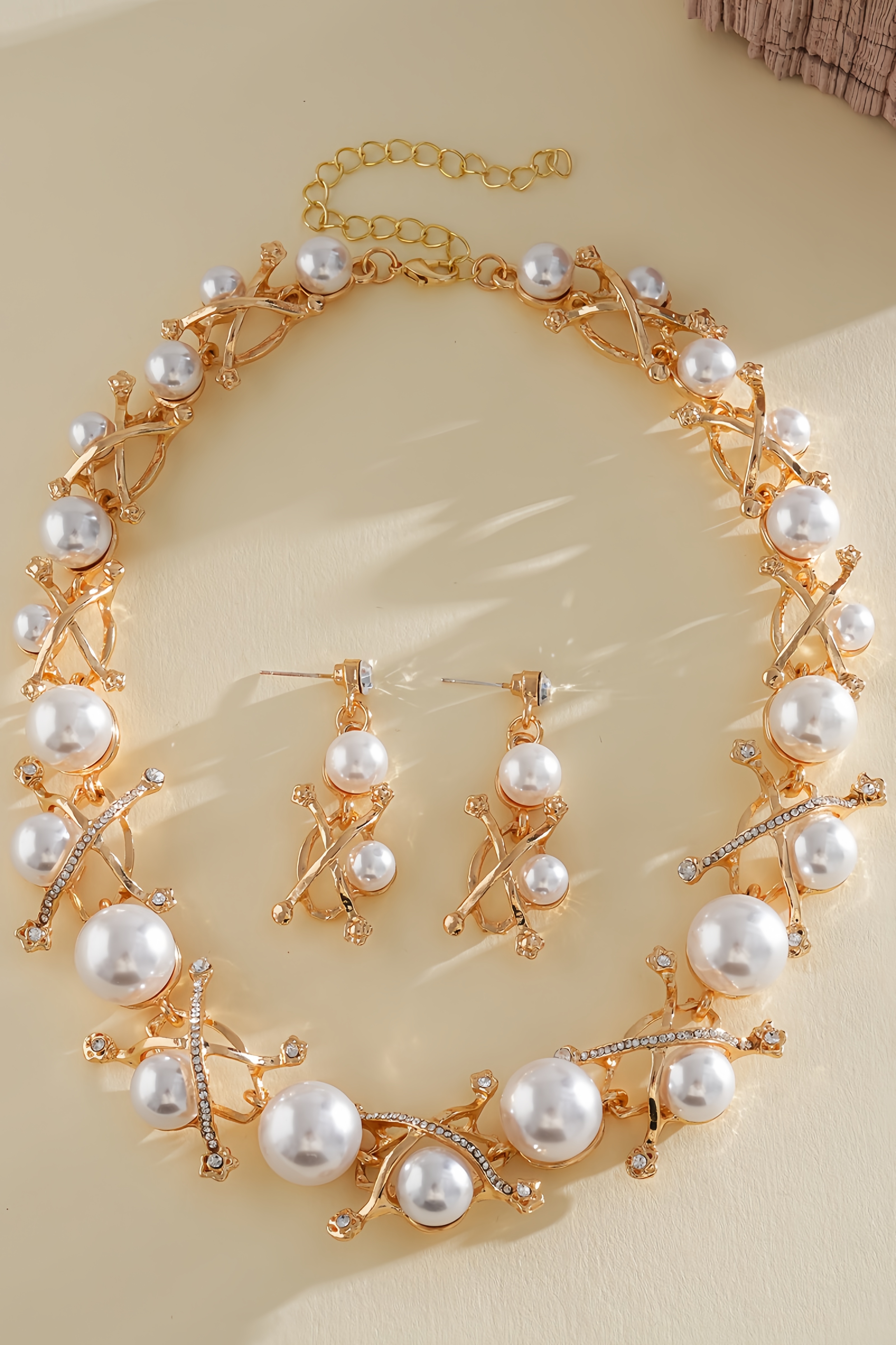 Natglie Pearl Cross Earrings Necklaces