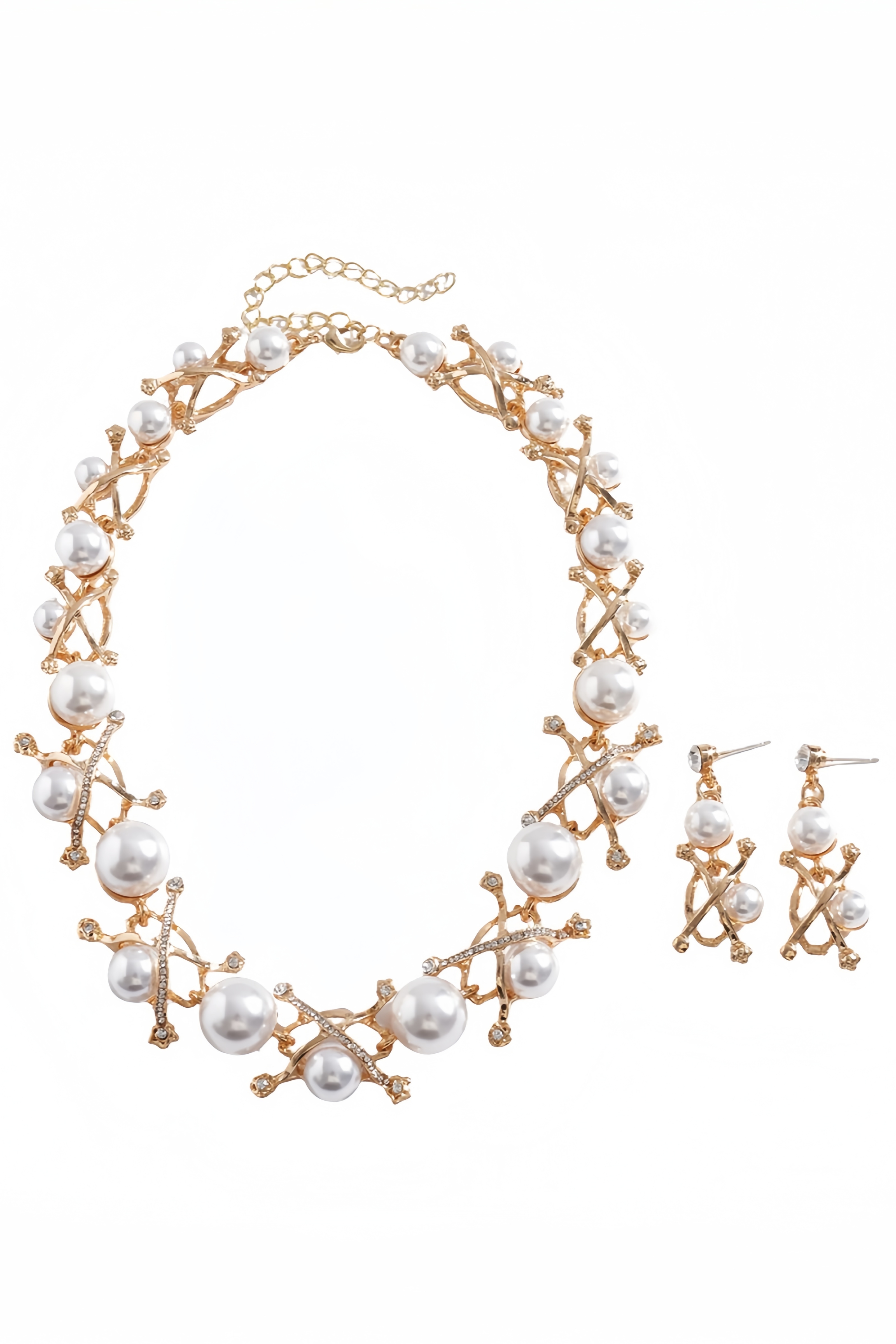 Natglie Pearl Cross Earrings Necklaces