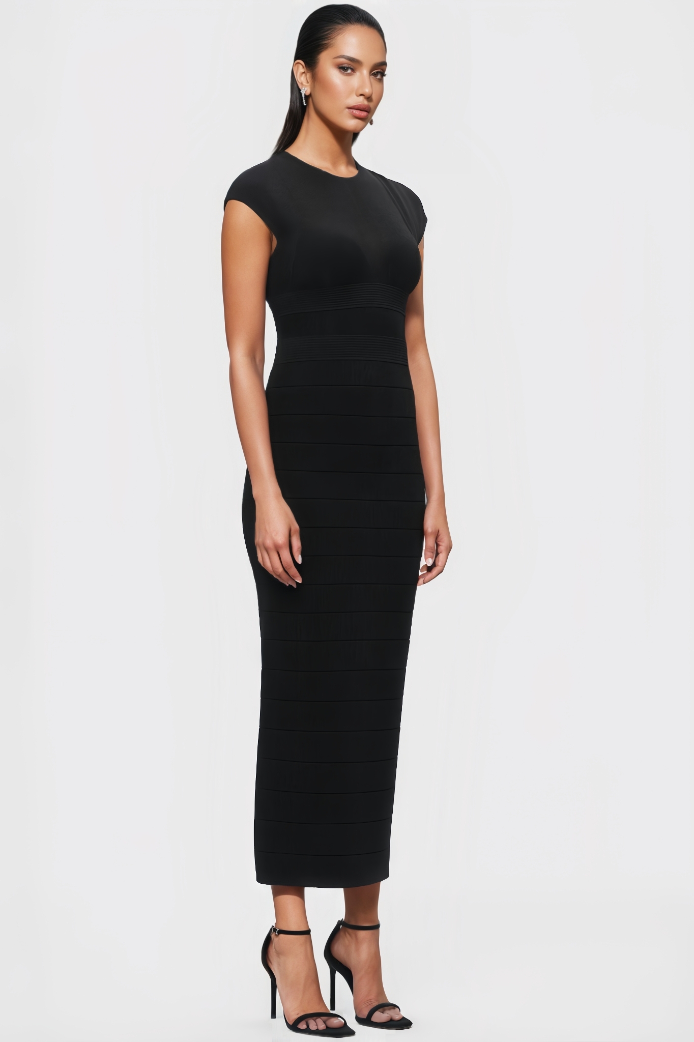 Zoe Black Mesh Bandage Maxi Dress
