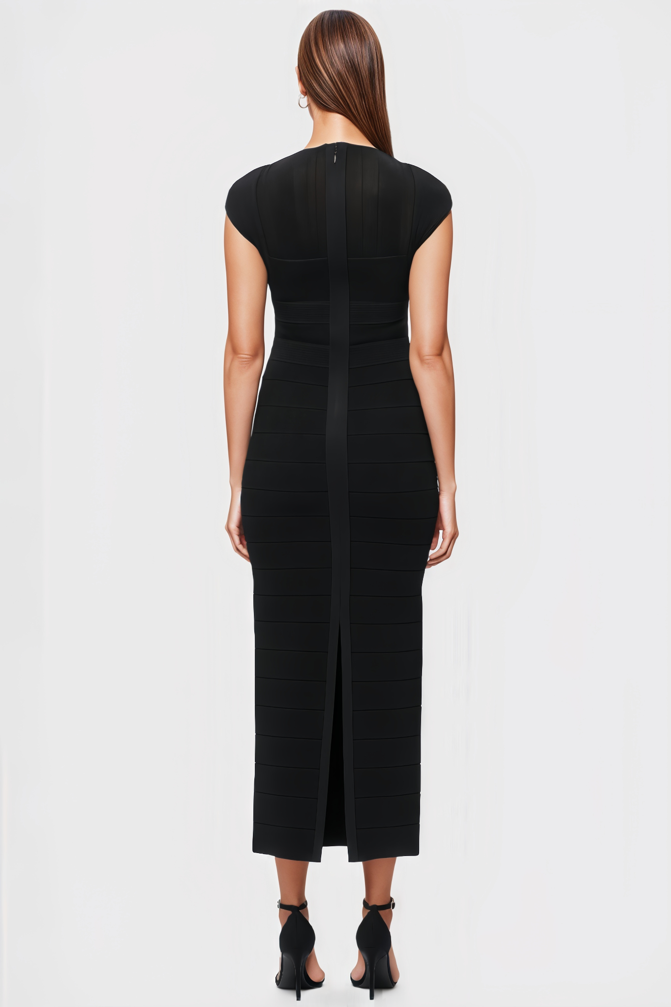 Zoe Black Mesh Bandage Maxi Dress