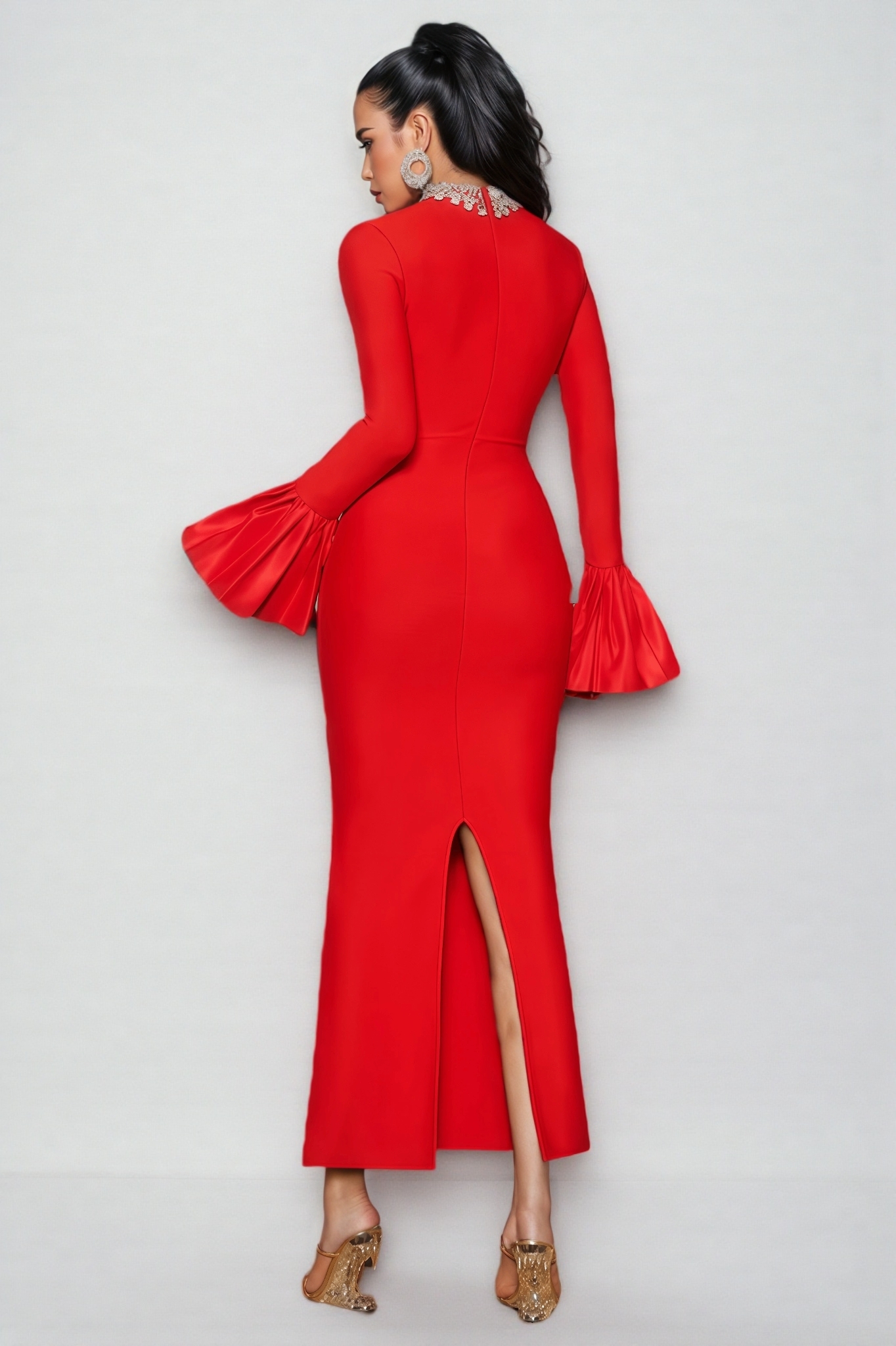 Jensen Rhinestone Bandage Maxi Dress