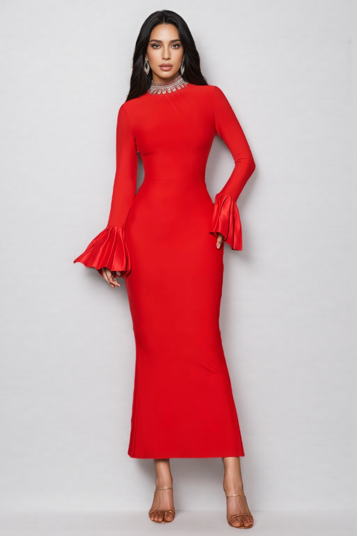 Jensen Rhinestone Bandage Maxi Dress